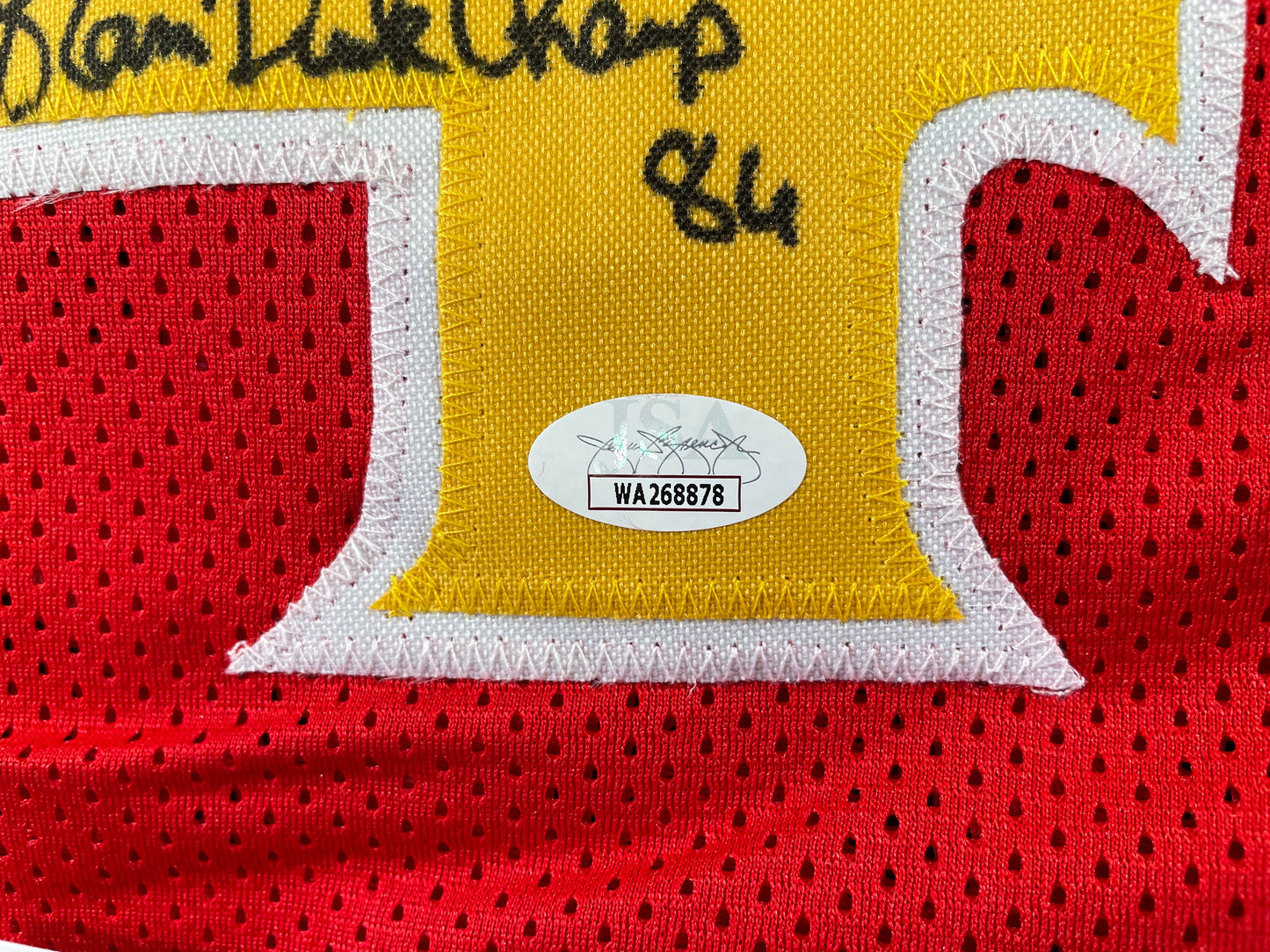 SPUD WEBB ATLANTA HAWKS SIGNED JERSEY w/Slam Dunk Champ 86 XL JSA COA