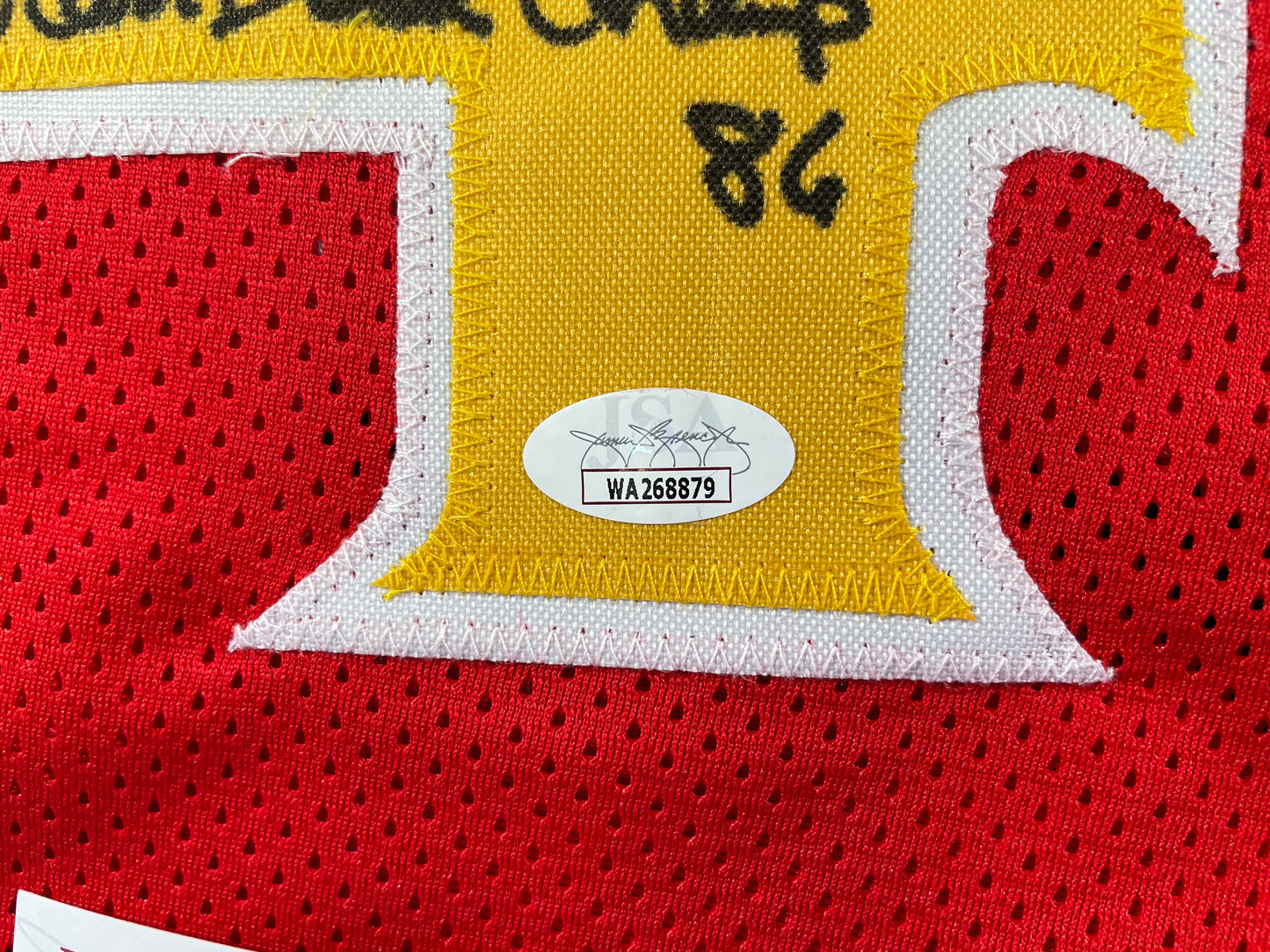 SPUD WEBB ATLANTA HAWKS SIGNED JERSEY w/Slam Dunk Champ 86 XL JSA COA