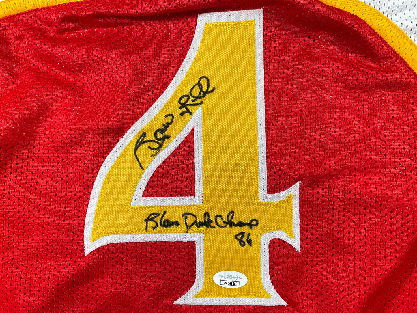 SPUD WEBB ATLANTA HAWKS SIGNED JERSEY w/Slam Dunk Champ 86 XL JSA COA