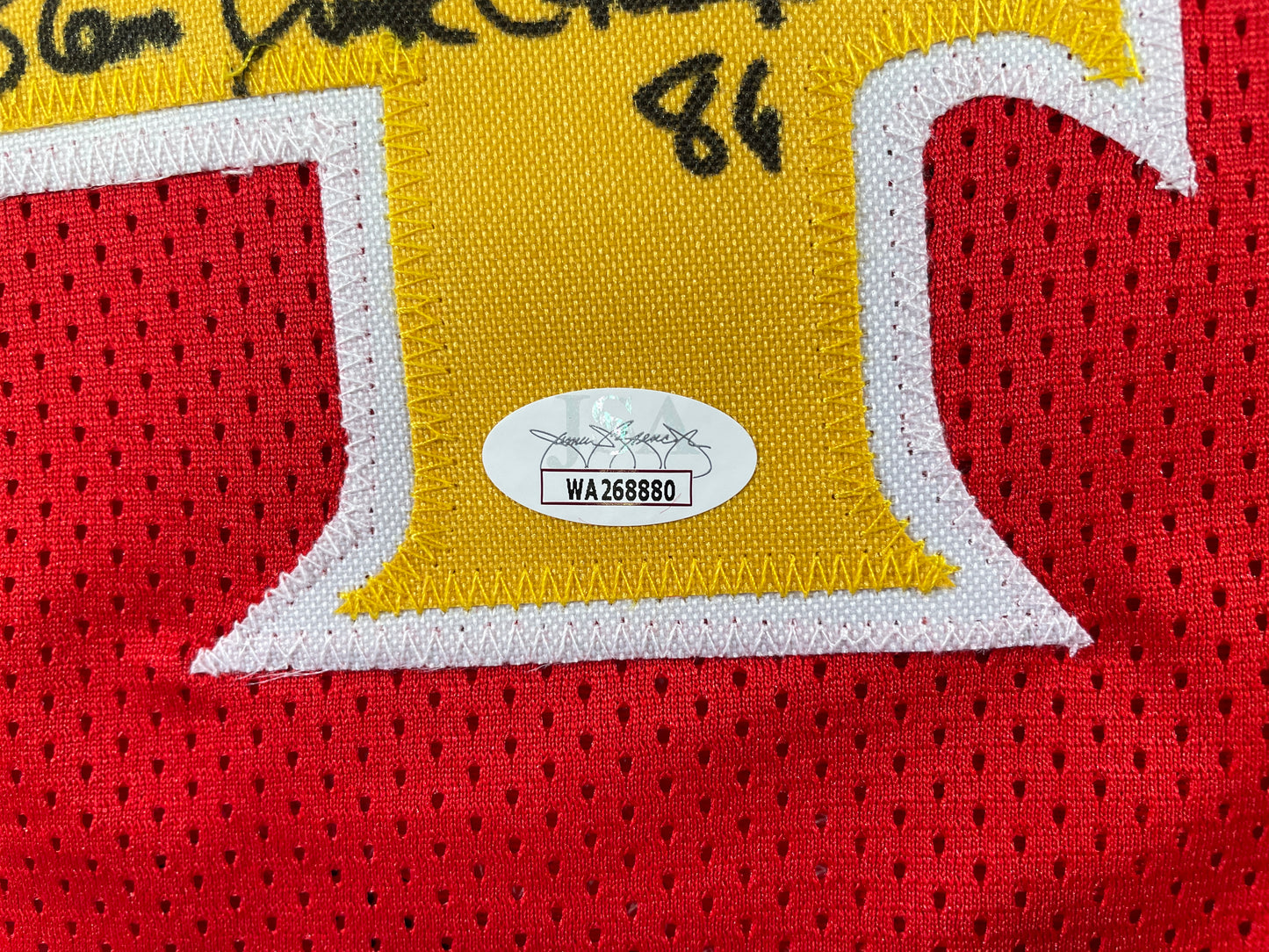 SPUD WEBB ATLANTA HAWKS SIGNED JERSEY w/Slam Dunk Champ 86 XL JSA COA