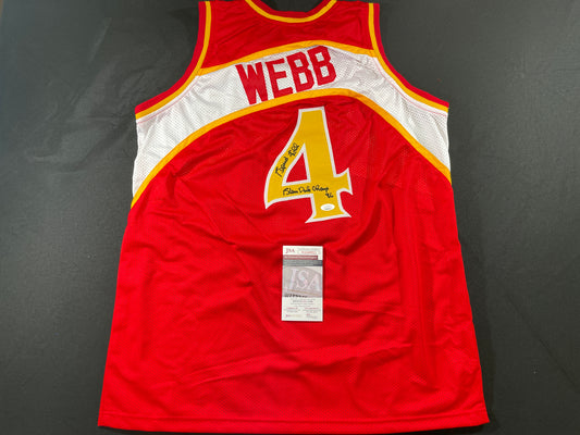 SPUD WEBB ATLANTA HAWKS SIGNED JERSEY w/Slam Dunk Champ 86 XL JSA COA