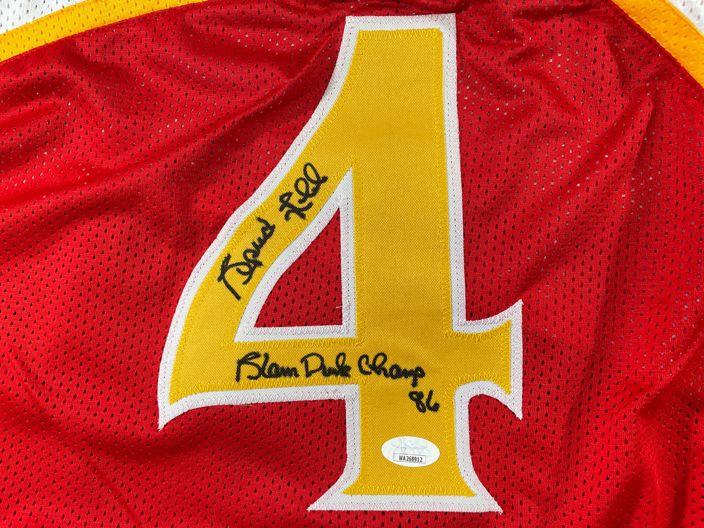 SPUD WEBB ATLANTA HAWKS SIGNED JERSEY w/Slam Dunk Champ 86 XL JSA COA