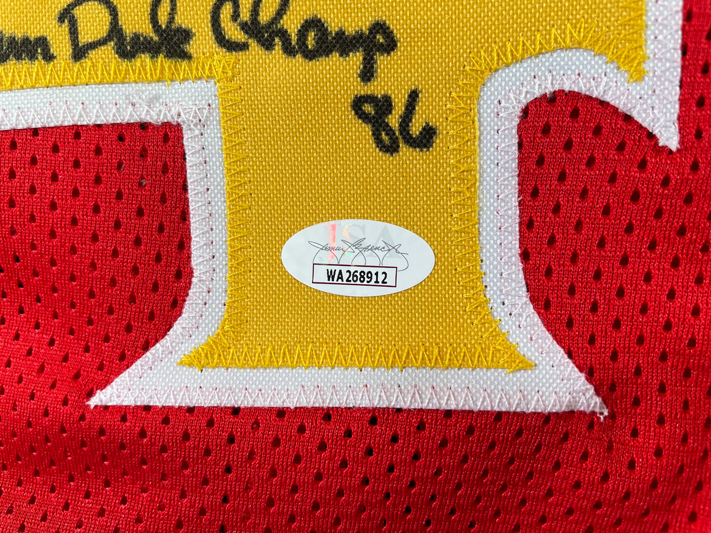 SPUD WEBB ATLANTA HAWKS SIGNED JERSEY w/Slam Dunk Champ 86 XL JSA COA
