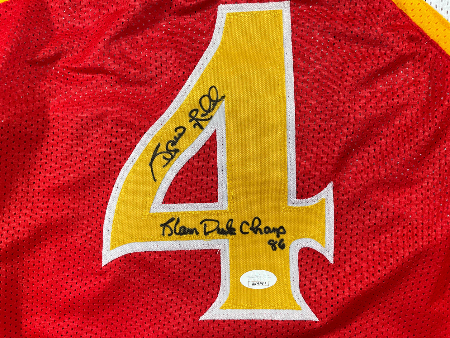 SPUD WEBB ATLANTA HAWKS SIGNED JERSEY w/Slam Dunk Champ 86 XL JSA COA