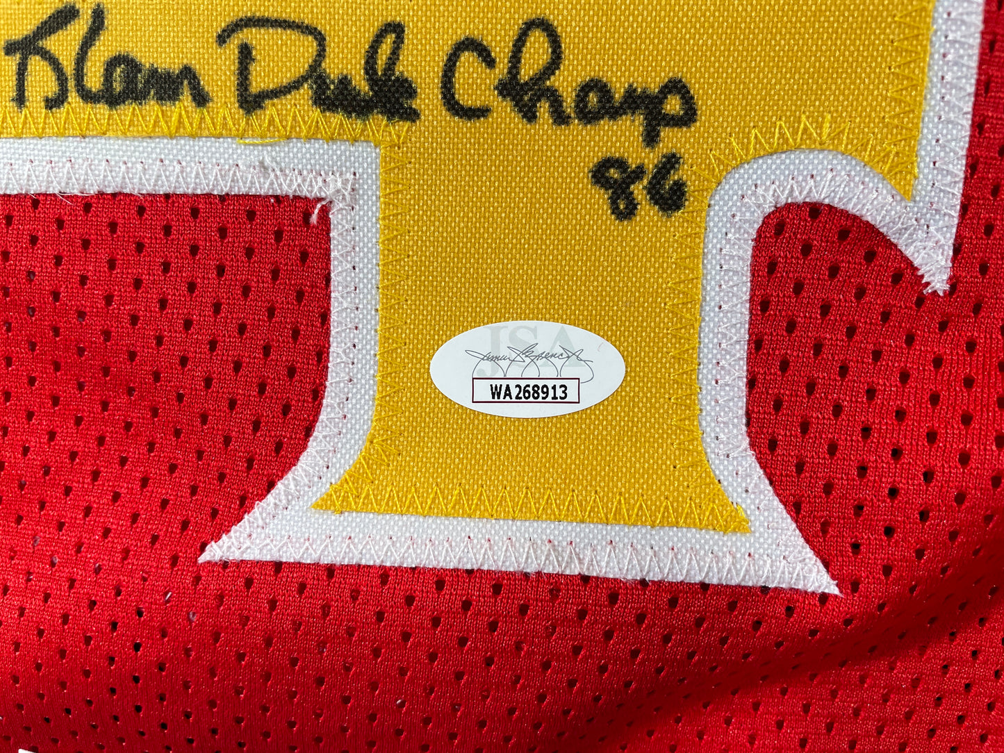 SPUD WEBB ATLANTA HAWKS SIGNED JERSEY w/Slam Dunk Champ 86 XL JSA COA