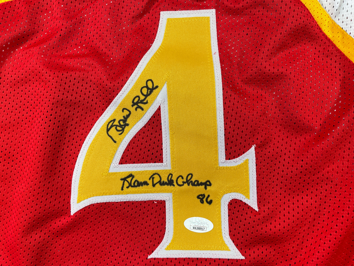 SPUD WEBB ATLANTA HAWKS SIGNED JERSEY w/Slam Dunk Champ 86 XL JSA COA