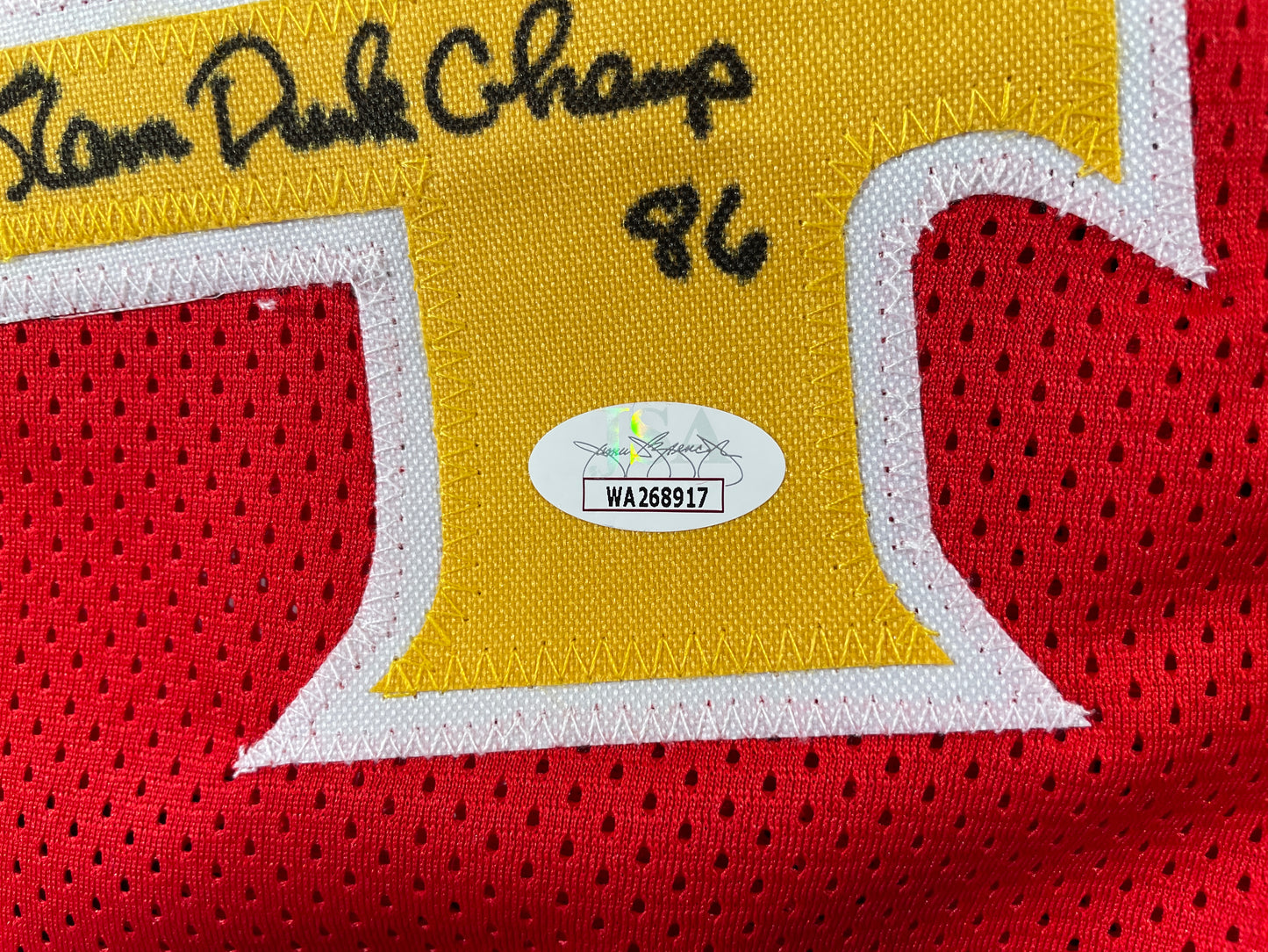 SPUD WEBB ATLANTA HAWKS SIGNED JERSEY w/Slam Dunk Champ 86 XL JSA COA