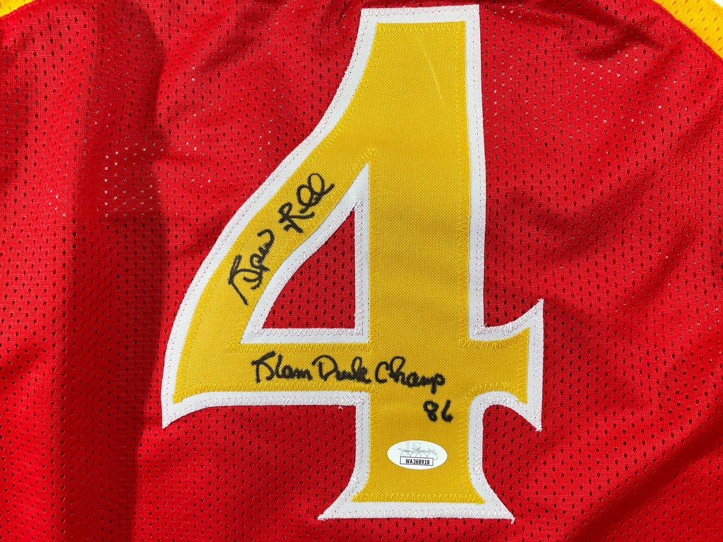 SPUD WEBB ATLANTA HAWKS SIGNED JERSEY w/Slam Dunk Champ 86 XL JSA COA