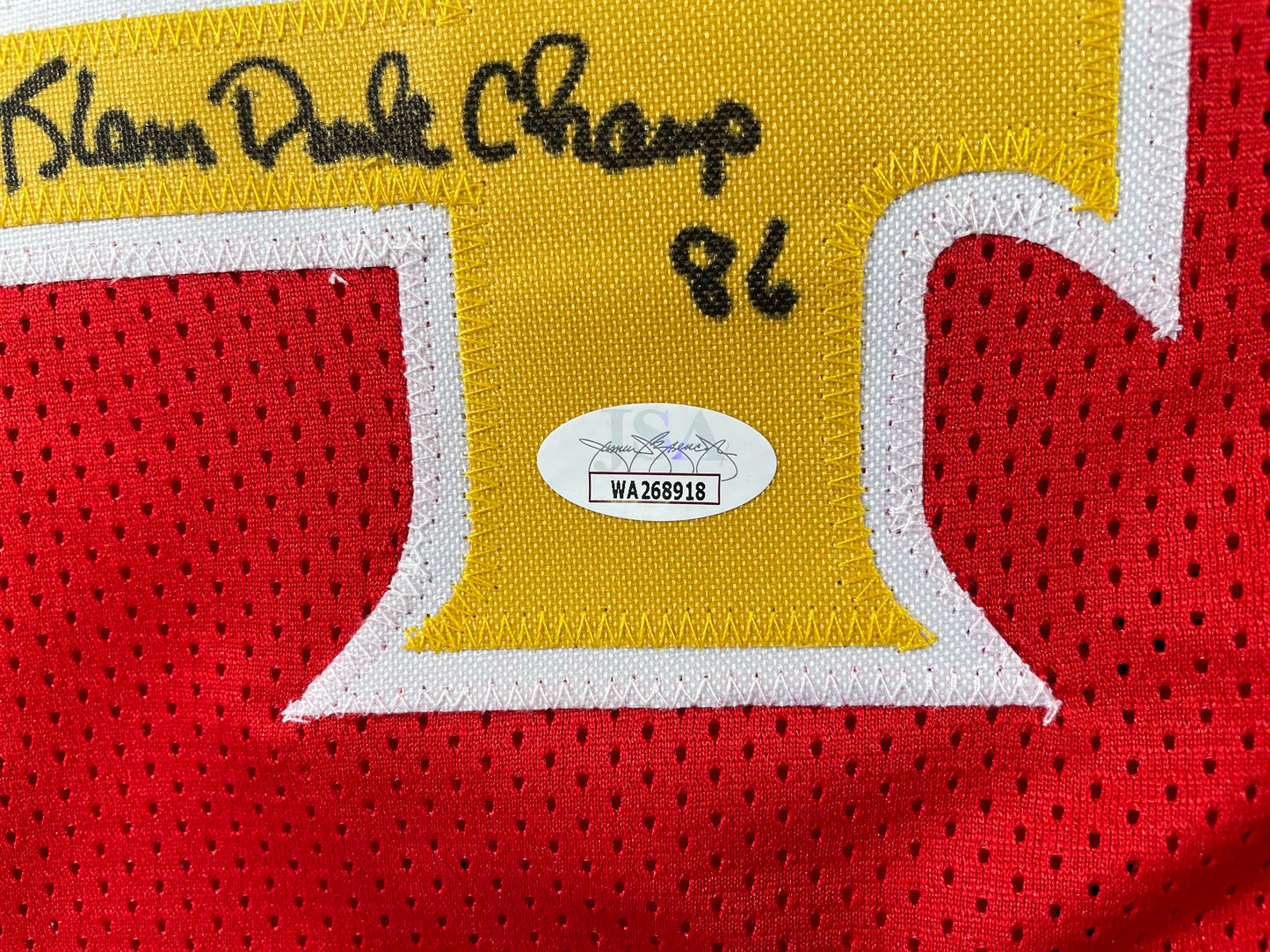 SPUD WEBB ATLANTA HAWKS SIGNED JERSEY w/Slam Dunk Champ 86 XL JSA COA