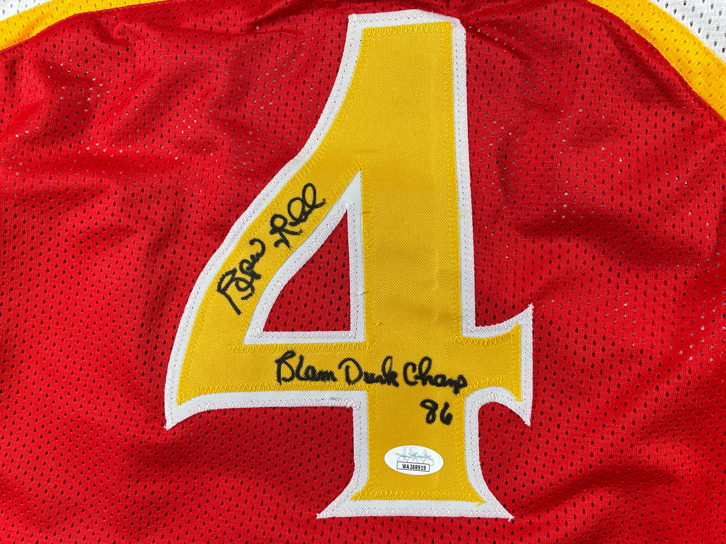 SPUD WEBB ATLANTA HAWKS SIGNED JERSEY w/Slam Dunk Champ 86 XL JSA COA