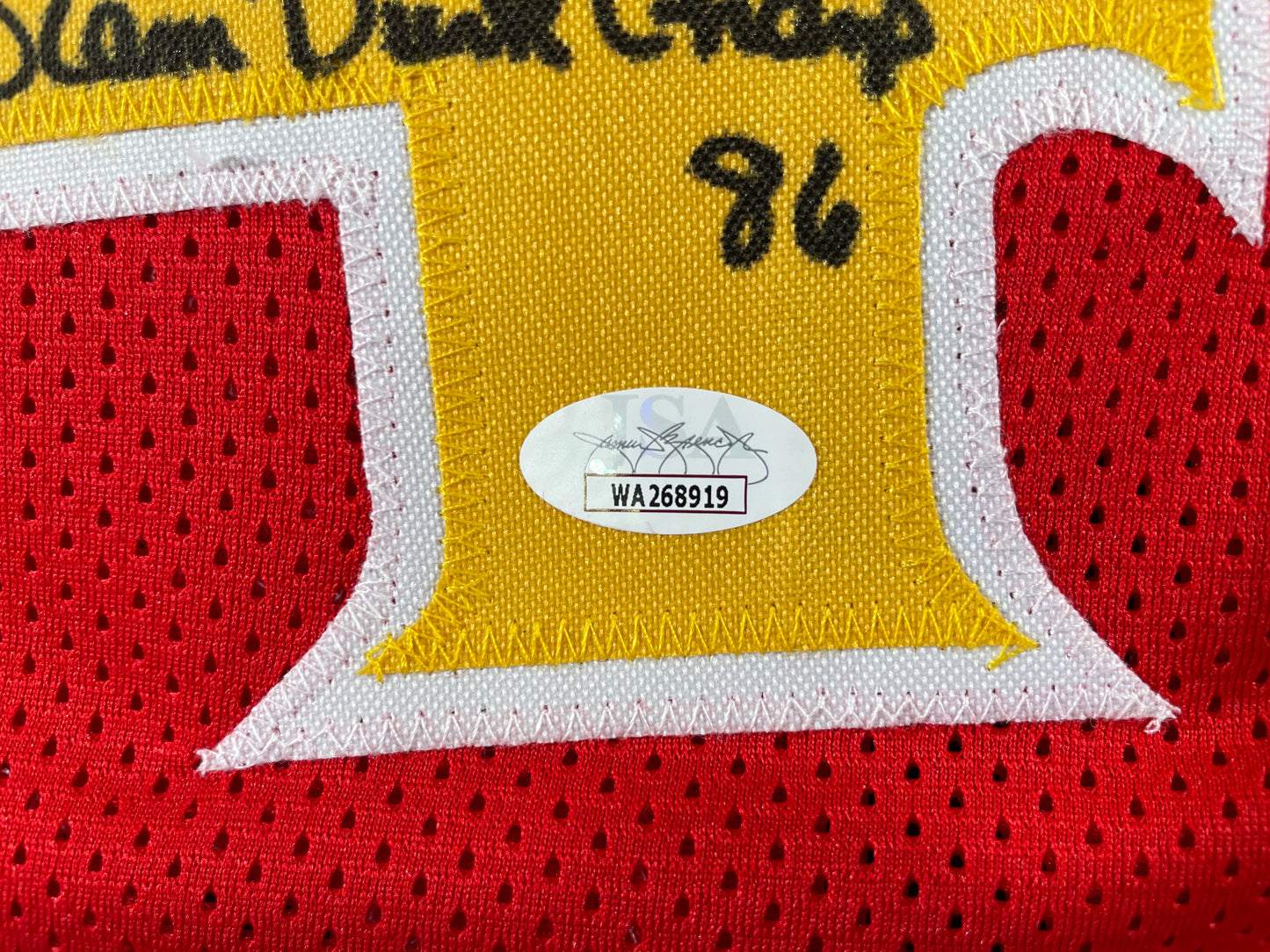 SPUD WEBB ATLANTA HAWKS SIGNED JERSEY w/Slam Dunk Champ 86 XL JSA COA