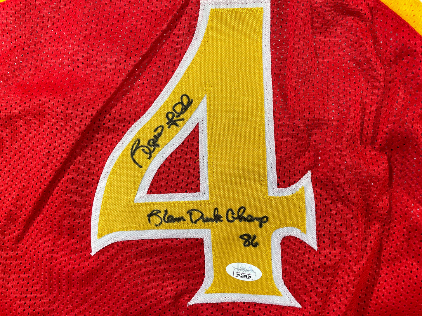 SPUD WEBB ATLANTA HAWKS SIGNED JERSEY w/Slam Dunk Champ 86 XL JSA COA