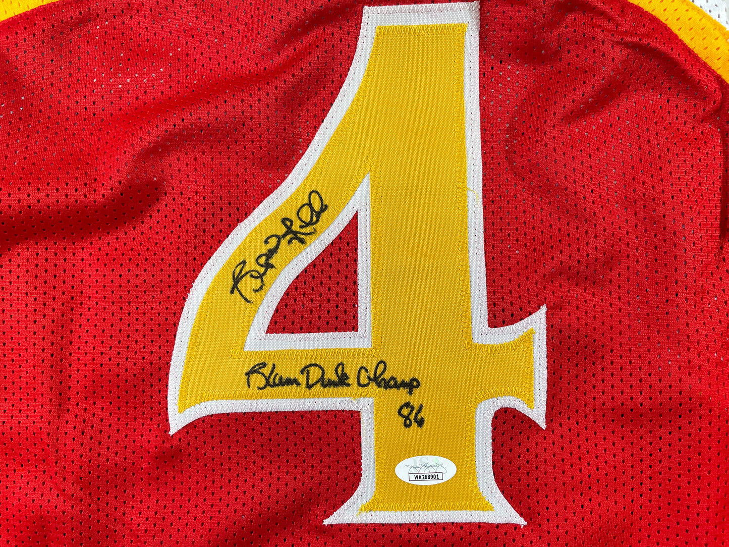 SPUD WEBB ATLANTA HAWKS SIGNED JERSEY w/Slam Dunk Champ 86 XL JSA COA