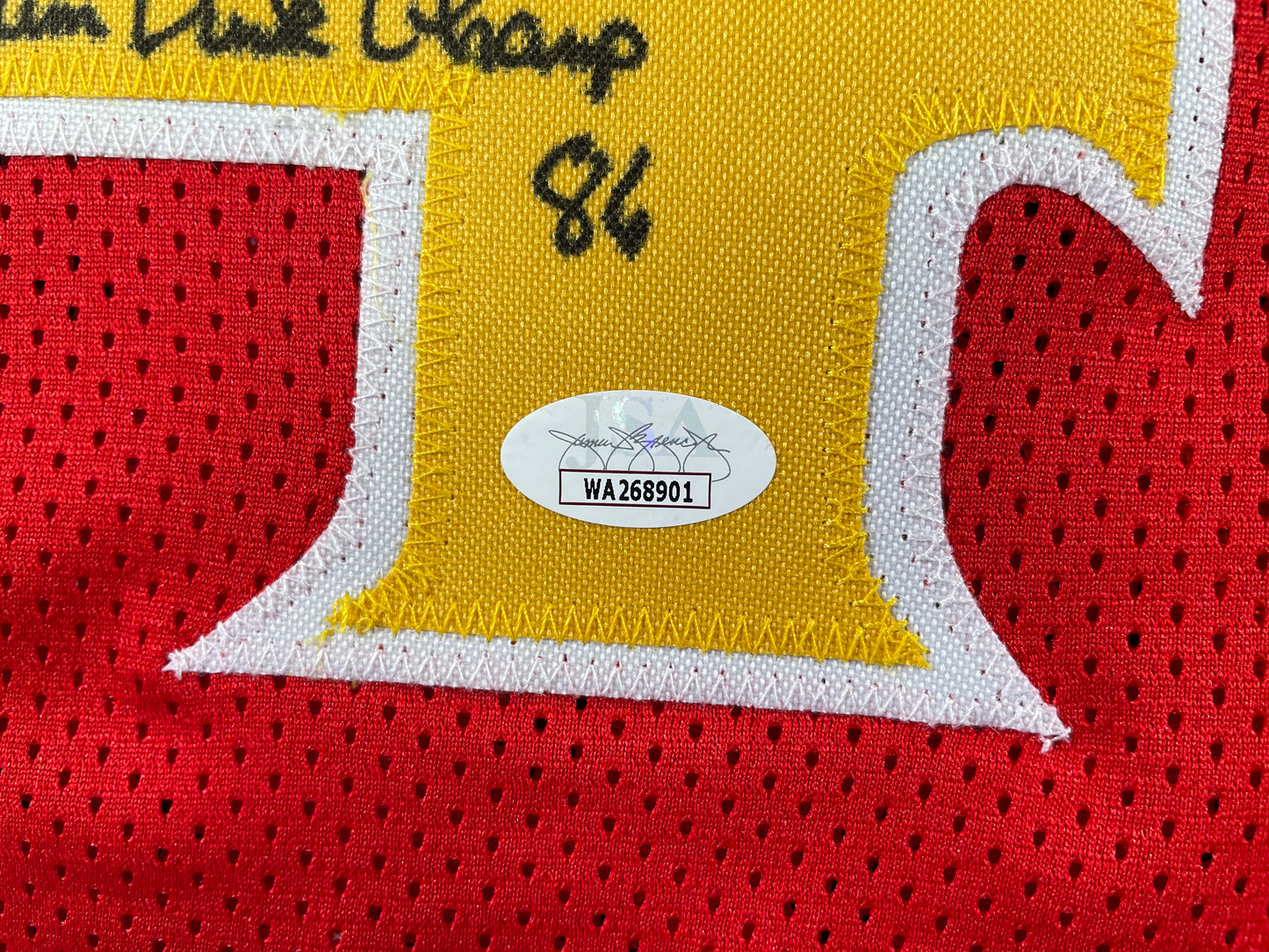 SPUD WEBB ATLANTA HAWKS SIGNED JERSEY w/Slam Dunk Champ 86 XL JSA COA