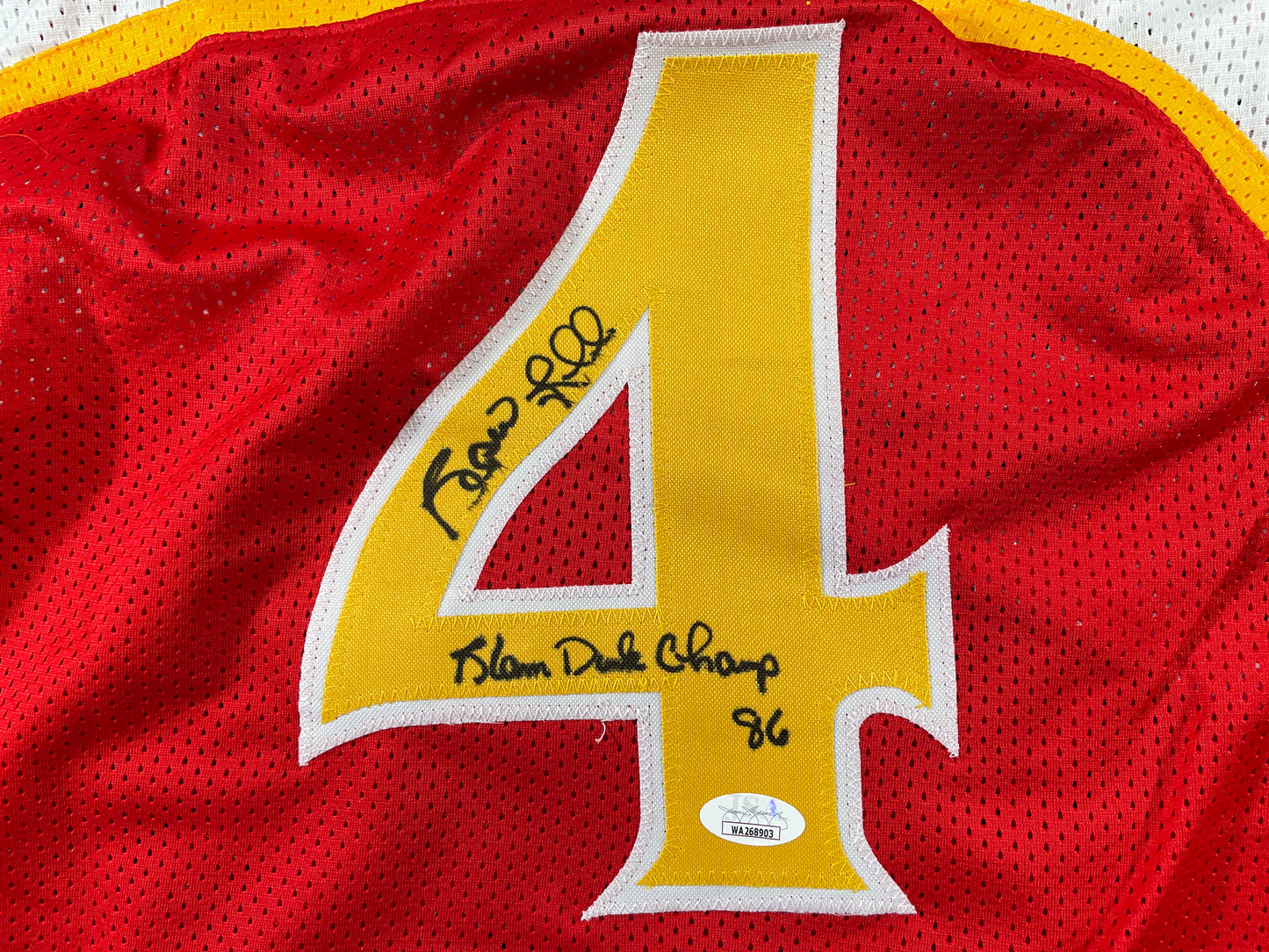 SPUD WEBB ATLANTA HAWKS SIGNED JERSEY w/Slam Dunk Champ 86 XL JSA COA