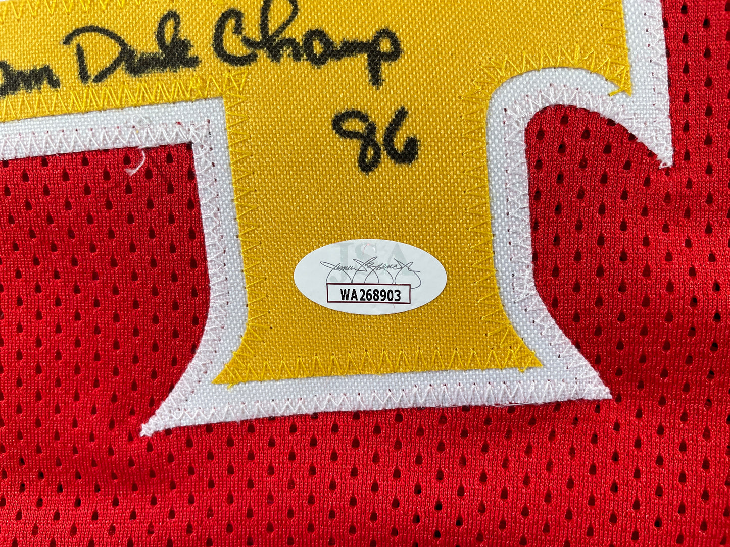 SPUD WEBB ATLANTA HAWKS SIGNED JERSEY w/Slam Dunk Champ 86 XL JSA COA