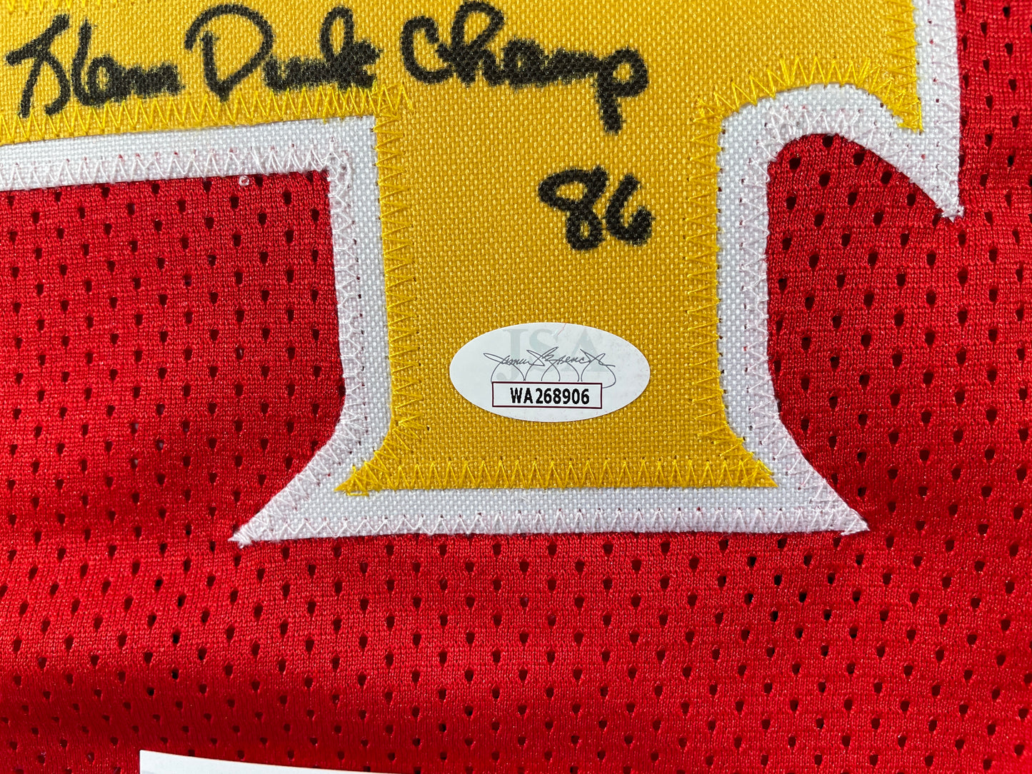 SPUD WEBB ATLANTA HAWKS SIGNED JERSEY w/Slam Dunk Champ 86 XL JSA COA