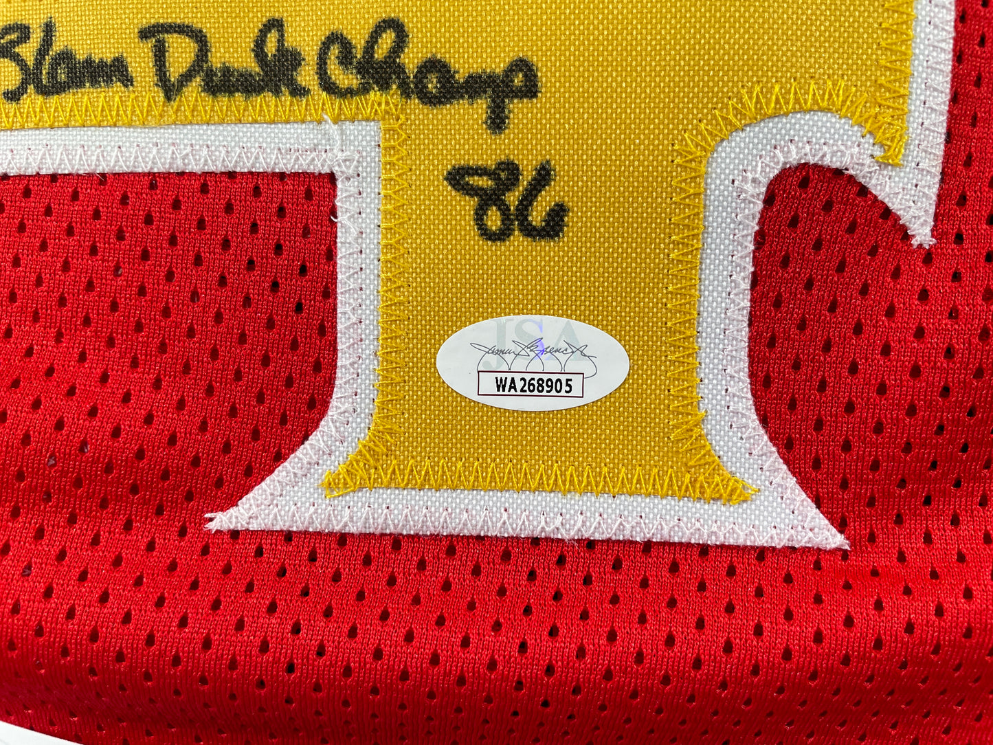 SPUD WEBB ATLANTA HAWKS SIGNED JERSEY w/Slam Dunk Champ 86 XL JSA COA