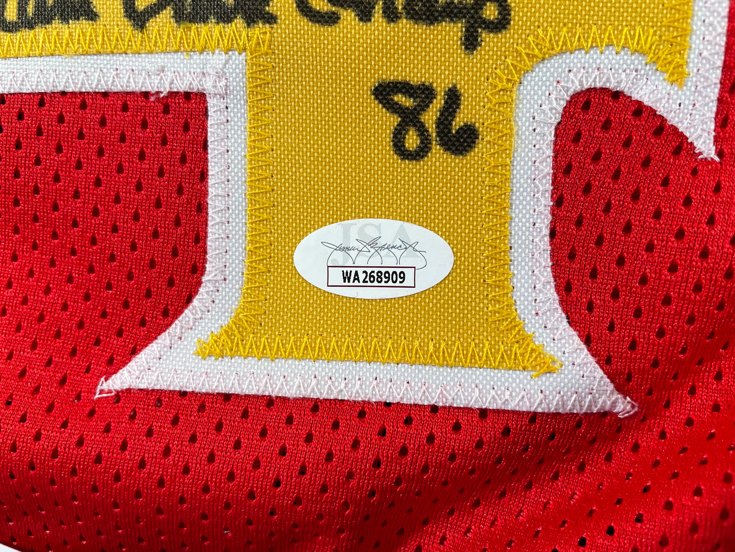 SPUD WEBB ATLANTA HAWKS SIGNED JERSEY w/Slam Dunk Champ 86 XL JSA COA
