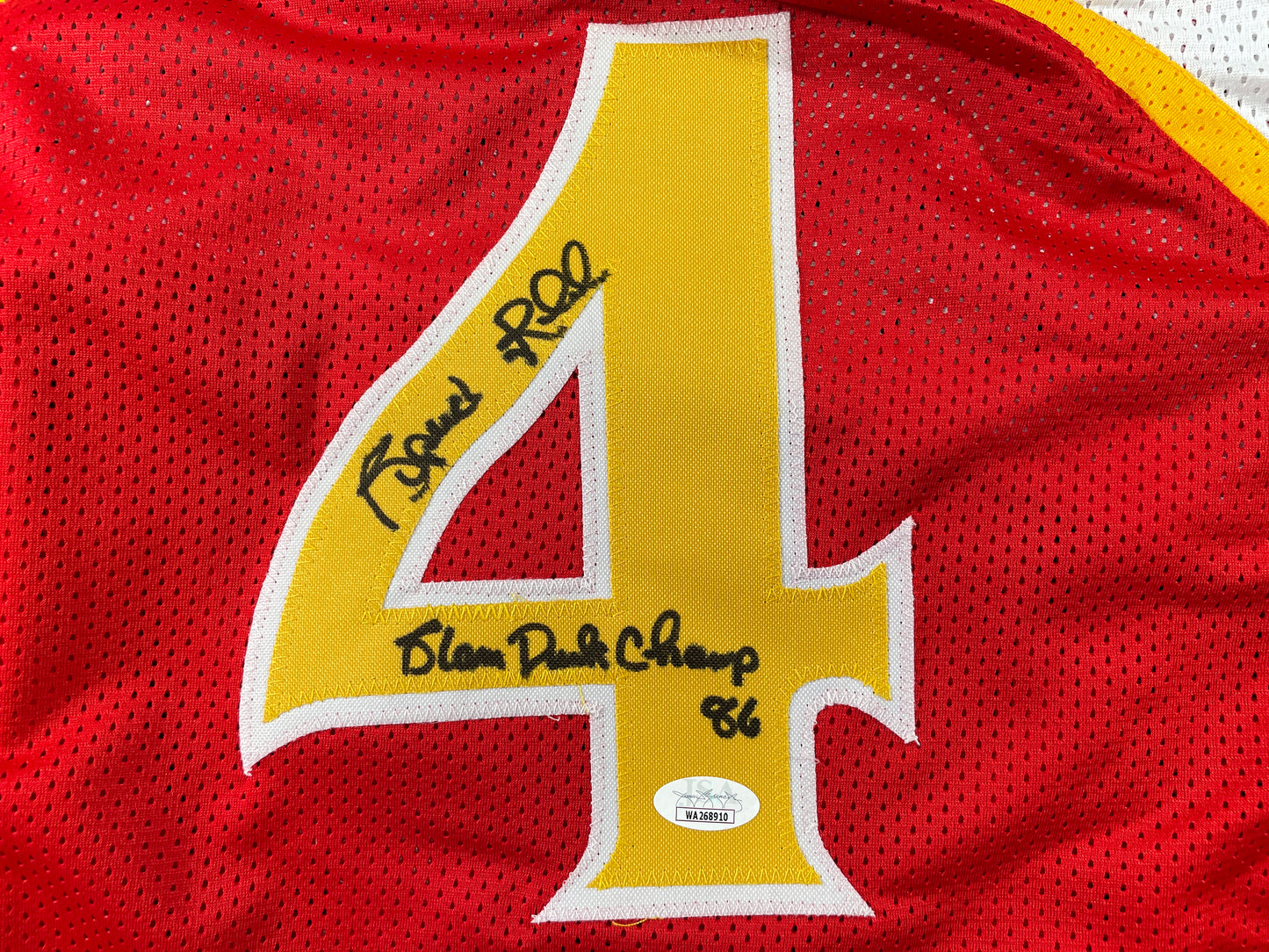 SPUD WEBB ATLANTA HAWKS SIGNED JERSEY w/Slam Dunk Champ 86 XL JSA COA