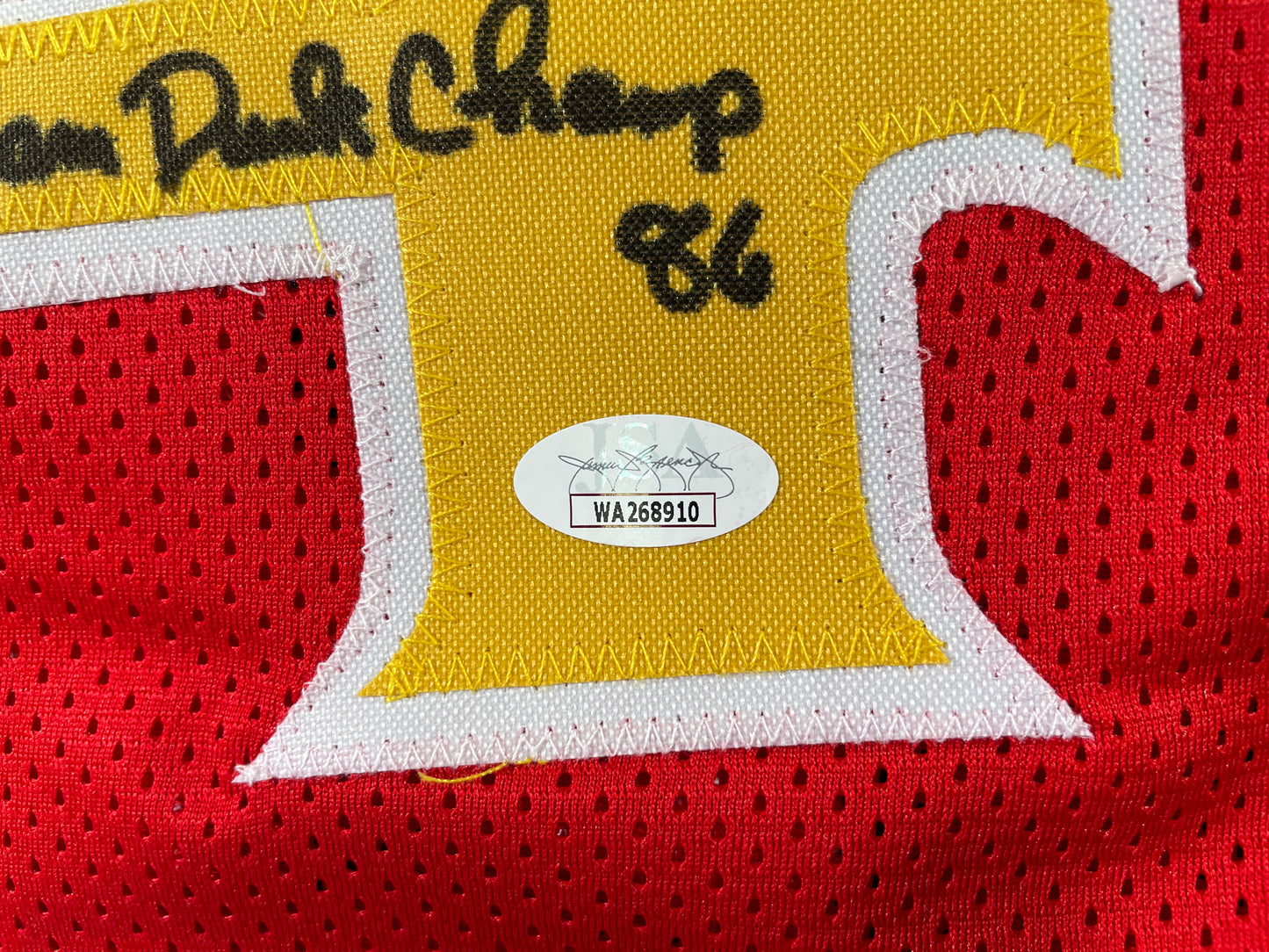 SPUD WEBB ATLANTA HAWKS SIGNED JERSEY w/Slam Dunk Champ 86 XL JSA COA