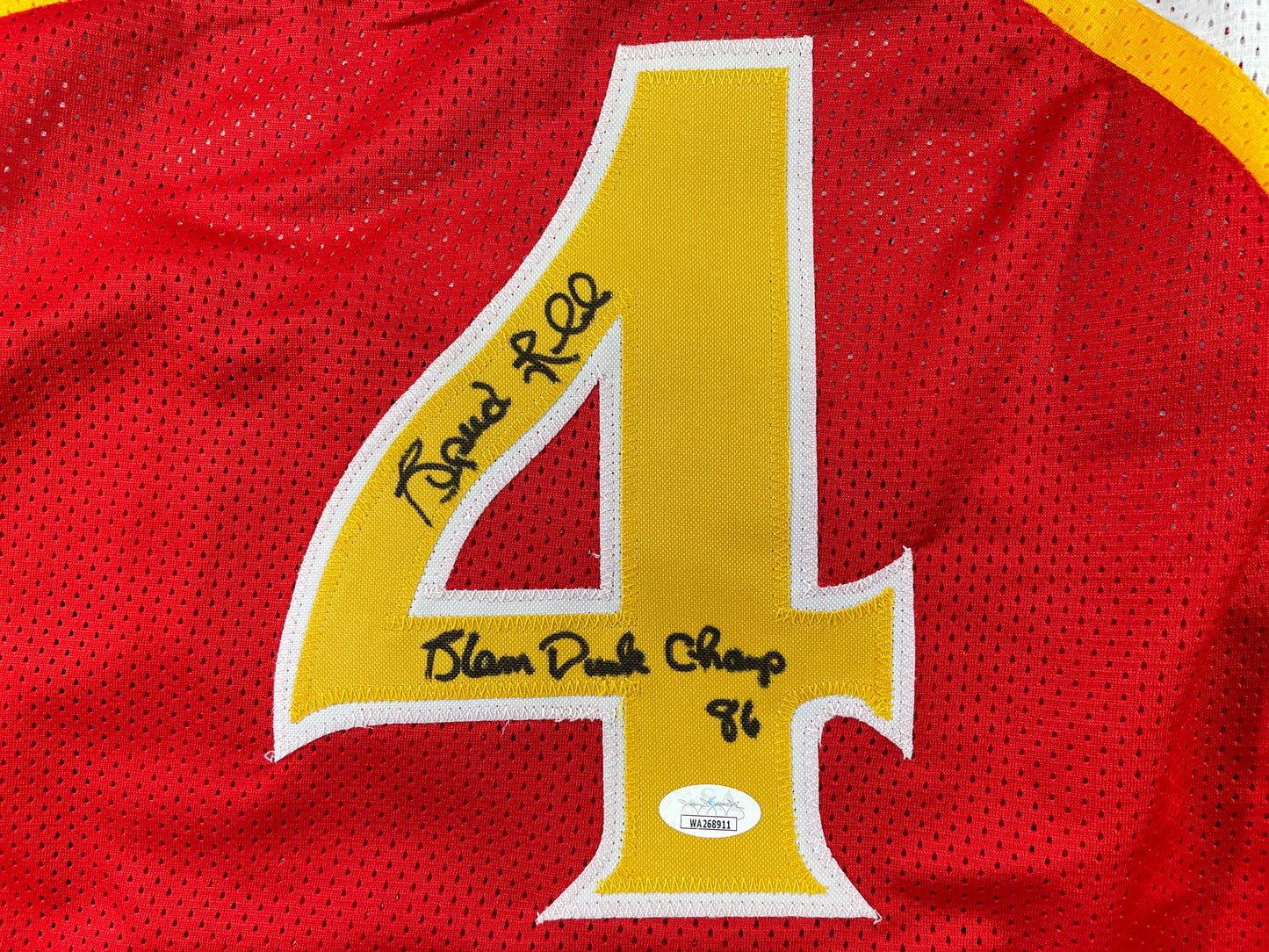 SPUD WEBB ATLANTA HAWKS SIGNED JERSEY w/Slam Dunk Champ 86 XL JSA COA