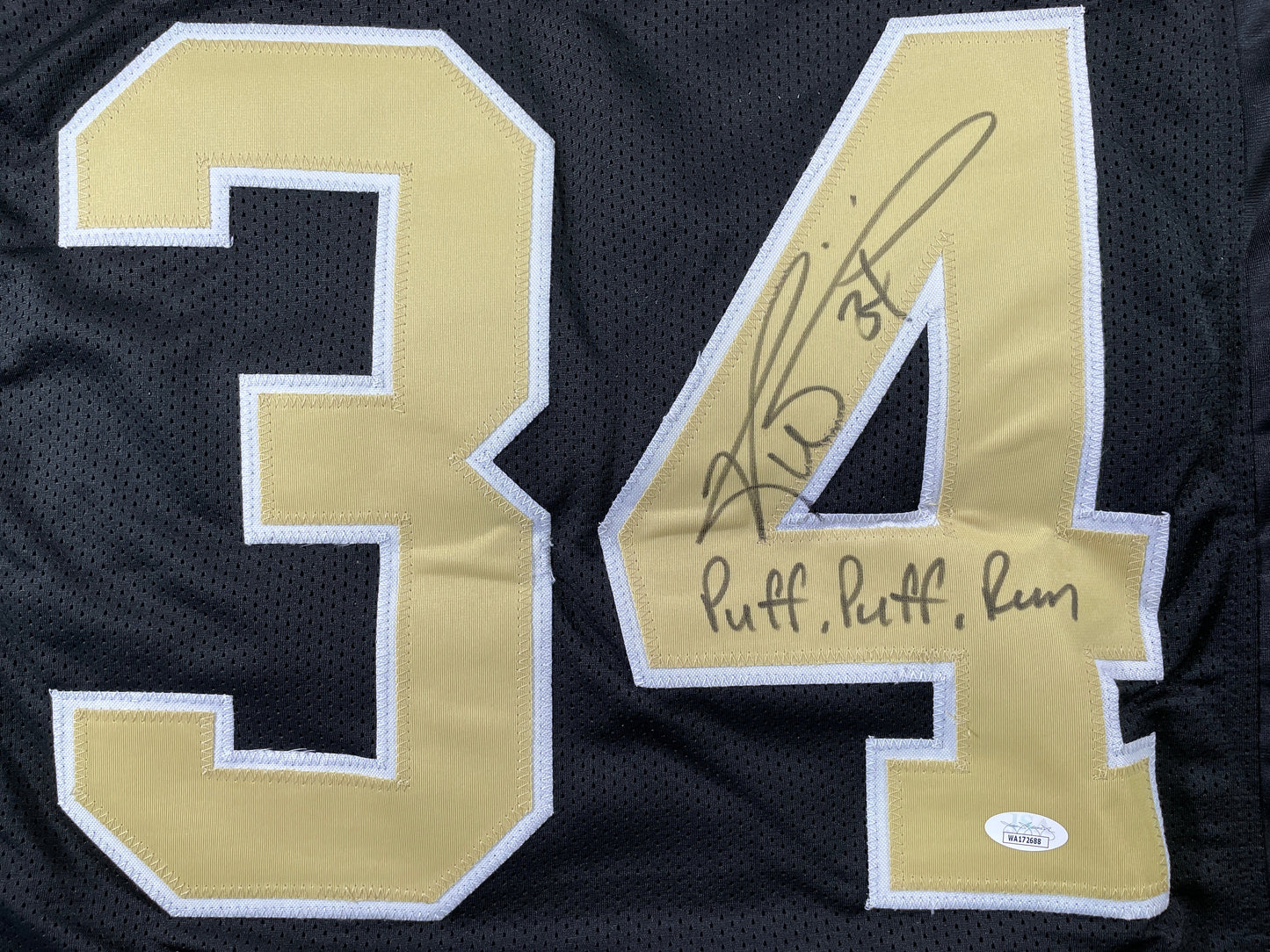 RICKY WILLIAMS NEW ORLEANS SAINTS SIGNED JERSEY w/"Puff,Puff,Run" JSA