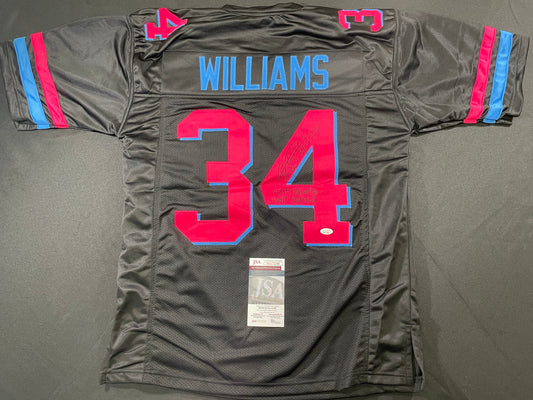 RICKY WILLIAMS VICE MIAMI DOLPHINS SIGNED JERSEY w/"Split Blunts Not Carries" JSA