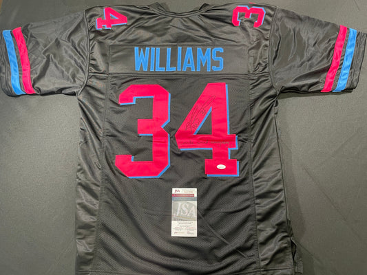 RICKY WILLIAMS VICE MIAMI DOLPHINS SIGNED JERSEY w/"Smoke Weed Everyday" JSA