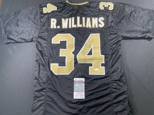 RICKY WILLIAMS NEW ORLEANS SIANTS SIGNED JERSEY w/"Smoke Weed Everyday" JSA