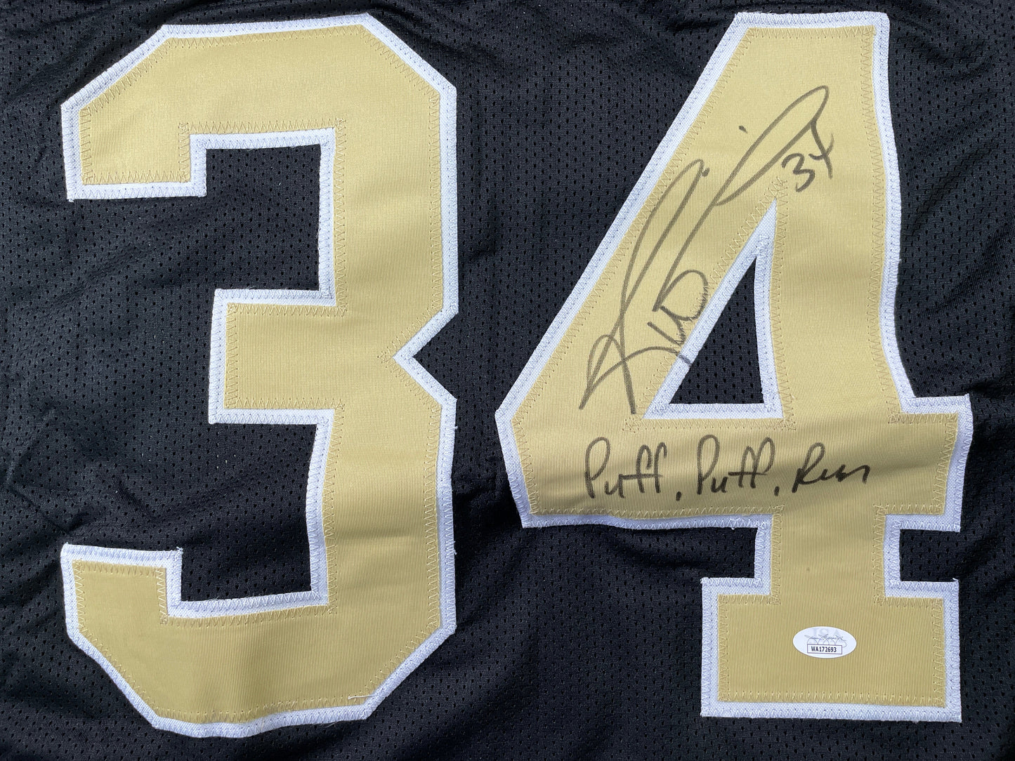 RICKY WILLIAMS NEW ORLEANS SAINTS SIGNED JERSEY w/"Puff,Puff,Run" JSA