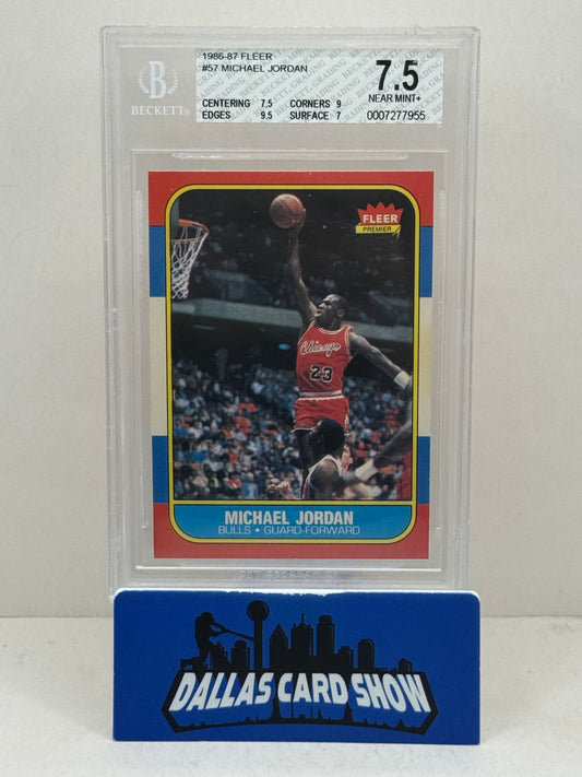 1986-87 Fleer #57 Michael Jordan Rookie RC BGS 7.5 (9.5 Edges)