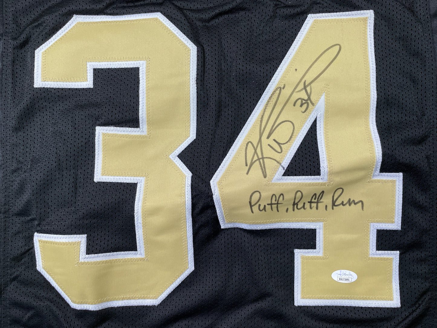RICKY WILLIAMS NEW ORLEANS SAINTS SIGNED JERSEY w/"Puff,Puff,Run" JSA