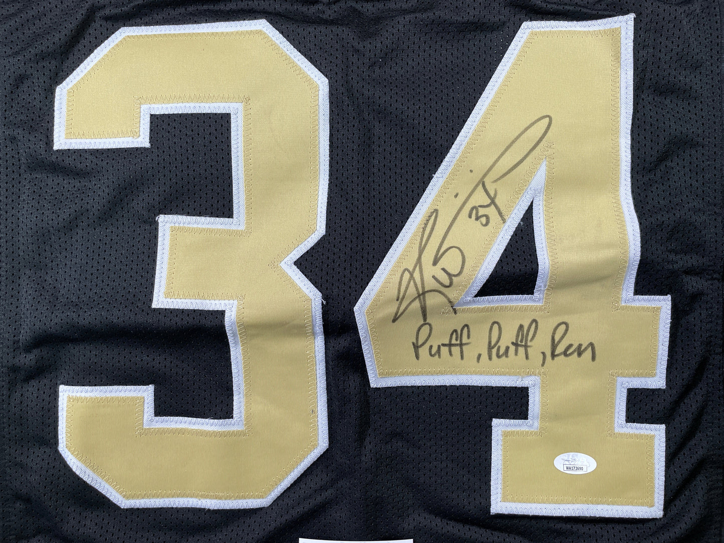 RICKY WILLIAMS NEW ORLEANS SAINTS SIGNED JERSEY w/"Puff,Puff,Run" JSA
