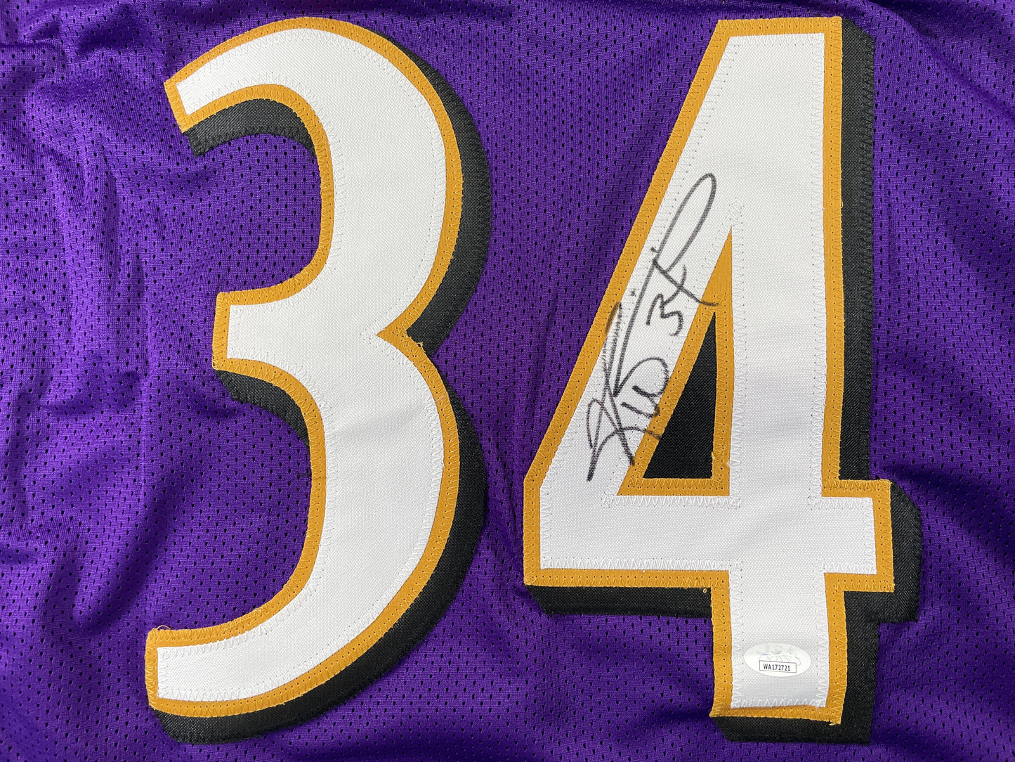 RICKY WILLIAMS BALTIMORE RAVENS SIGNED JERSEY TEXAS LONGHORNS JSA