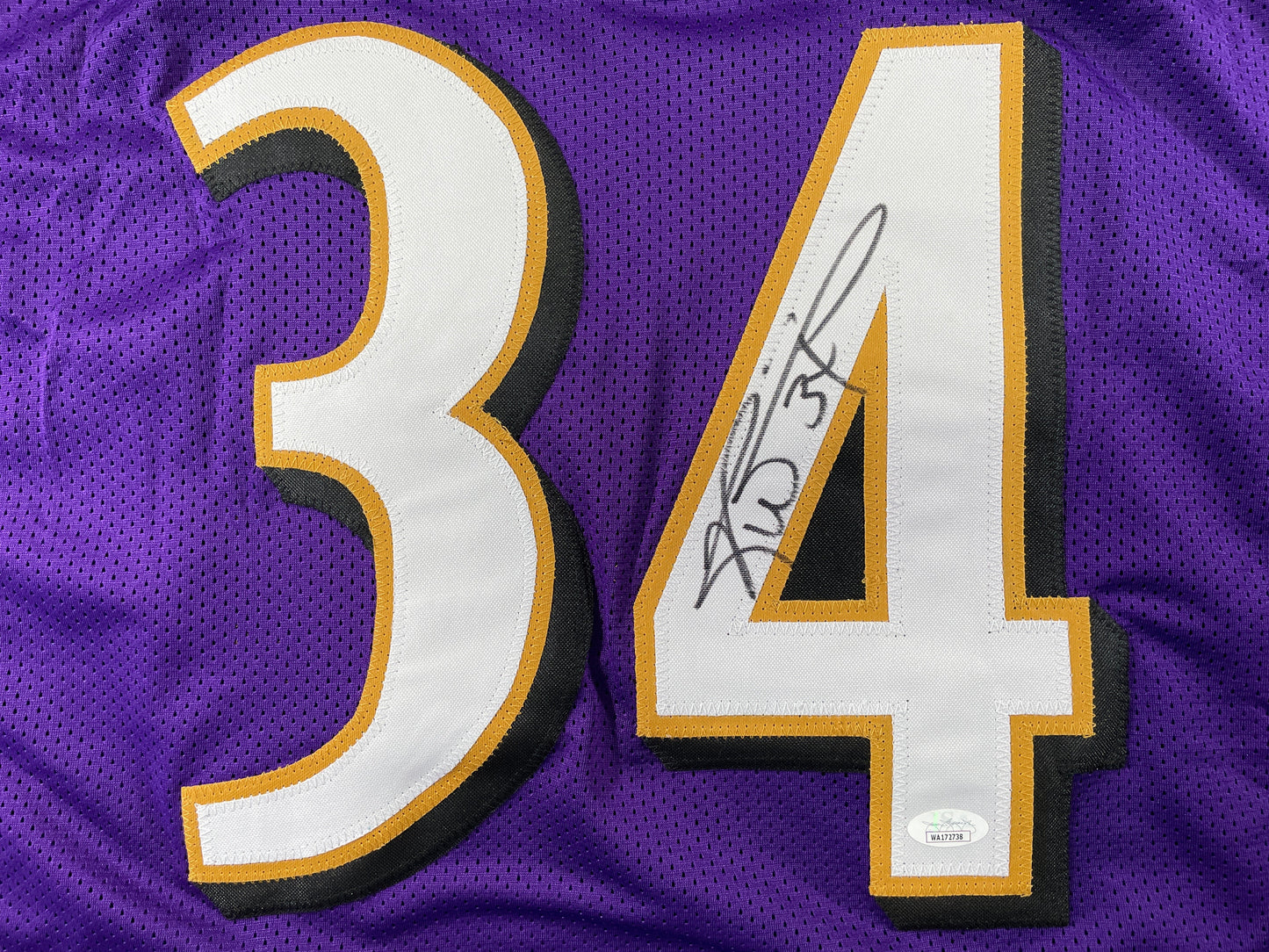 RICKY WILLIAMS BALTIMORE RAVENS SIGNED JERSEY TEXAS LONGHORNS JSA