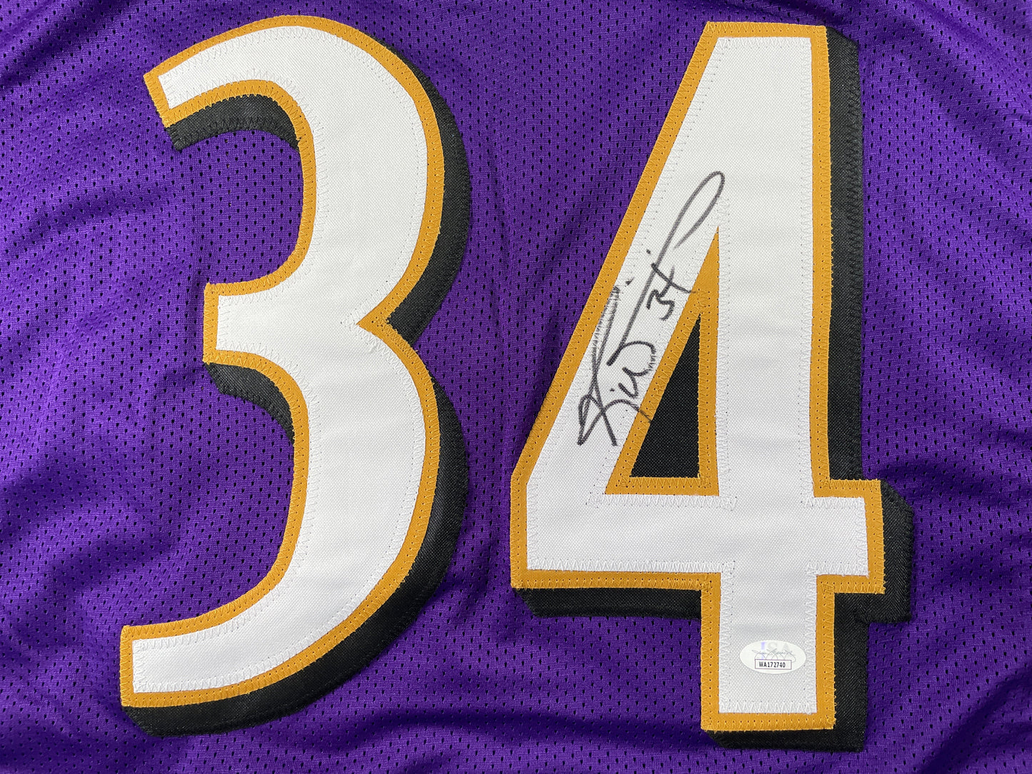RICKY WILLIAMS BALTIMORE RAVENS SIGNED JERSEY TEXAS LONGHORNS JSA