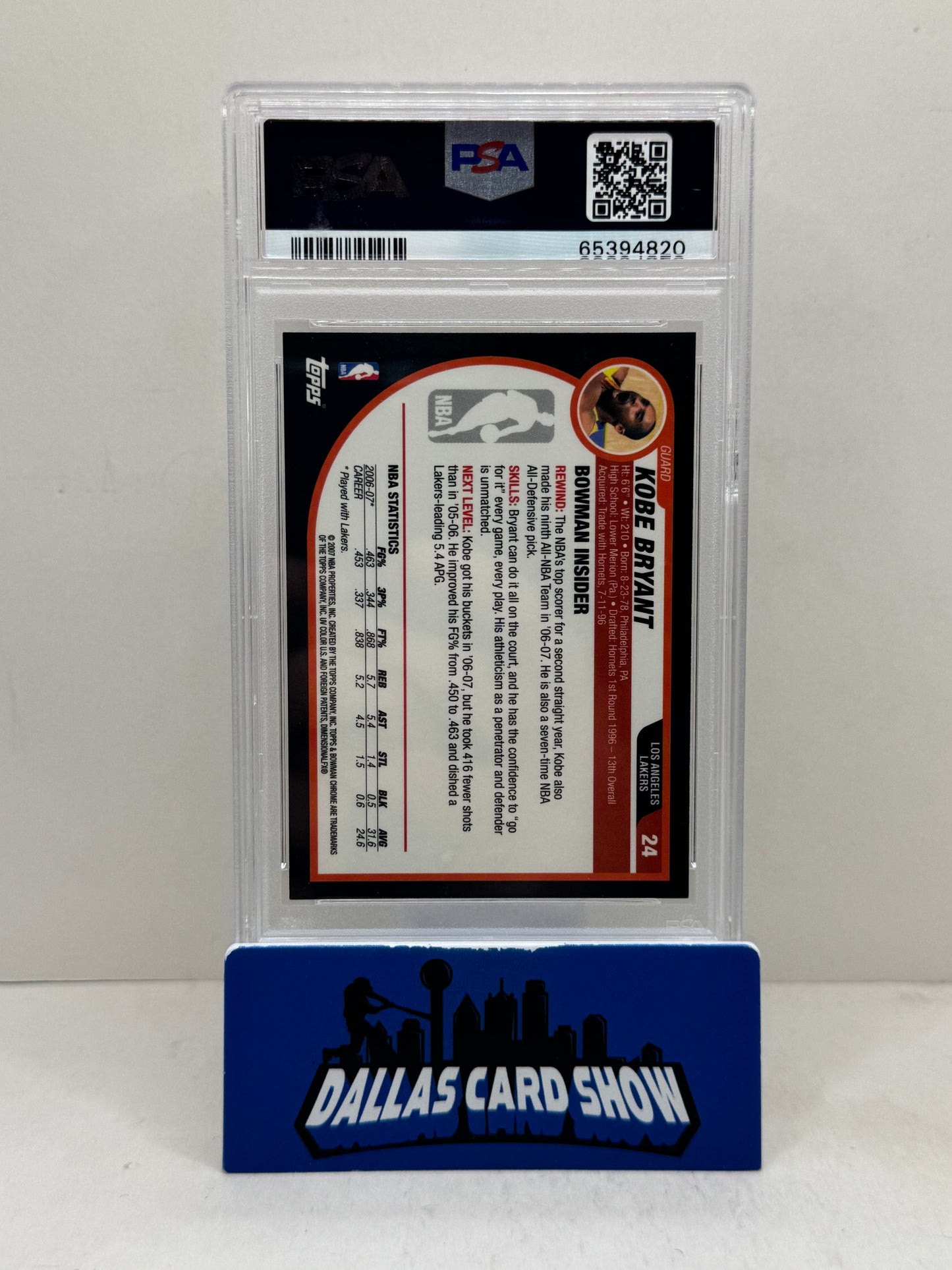 2007 Bowman Chrome Kobe Bryant 24 PSA 10