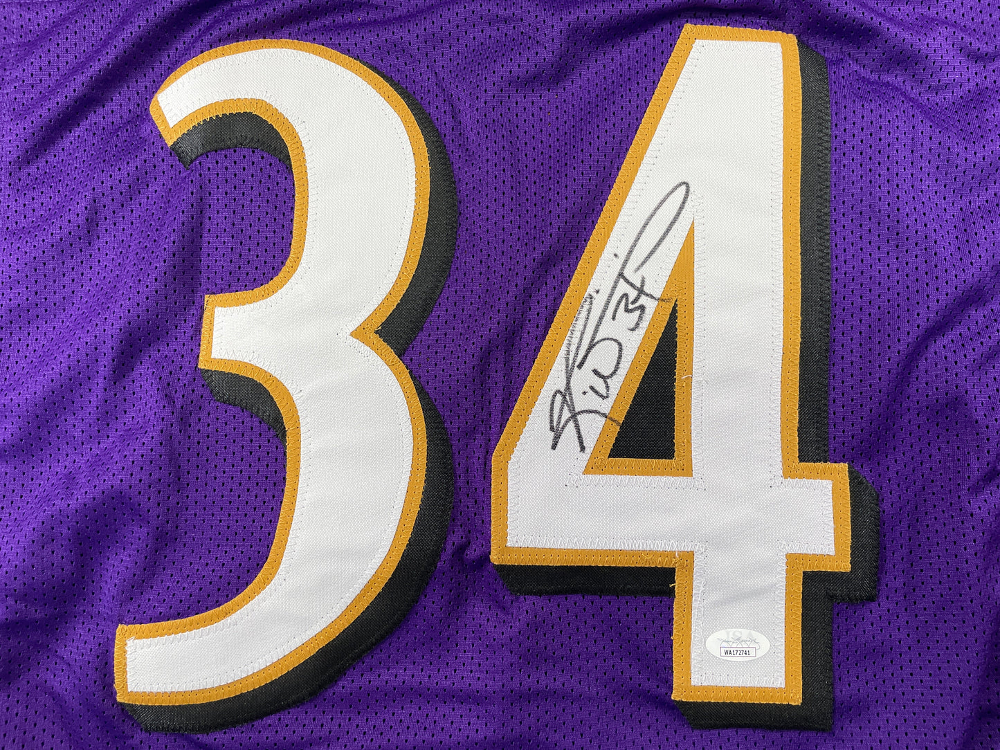 RICKY WILLIAMS BALTIMORE RAVENS SIGNED JERSEY TEXAS LONGHORNS JSA