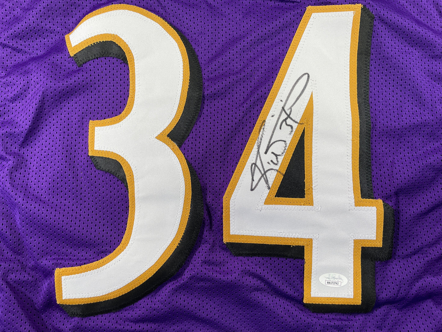 RICKY WILLIAMS BALTIMORE RAVENS SIGNED JERSEY TEXAS LONGHORNS JSA