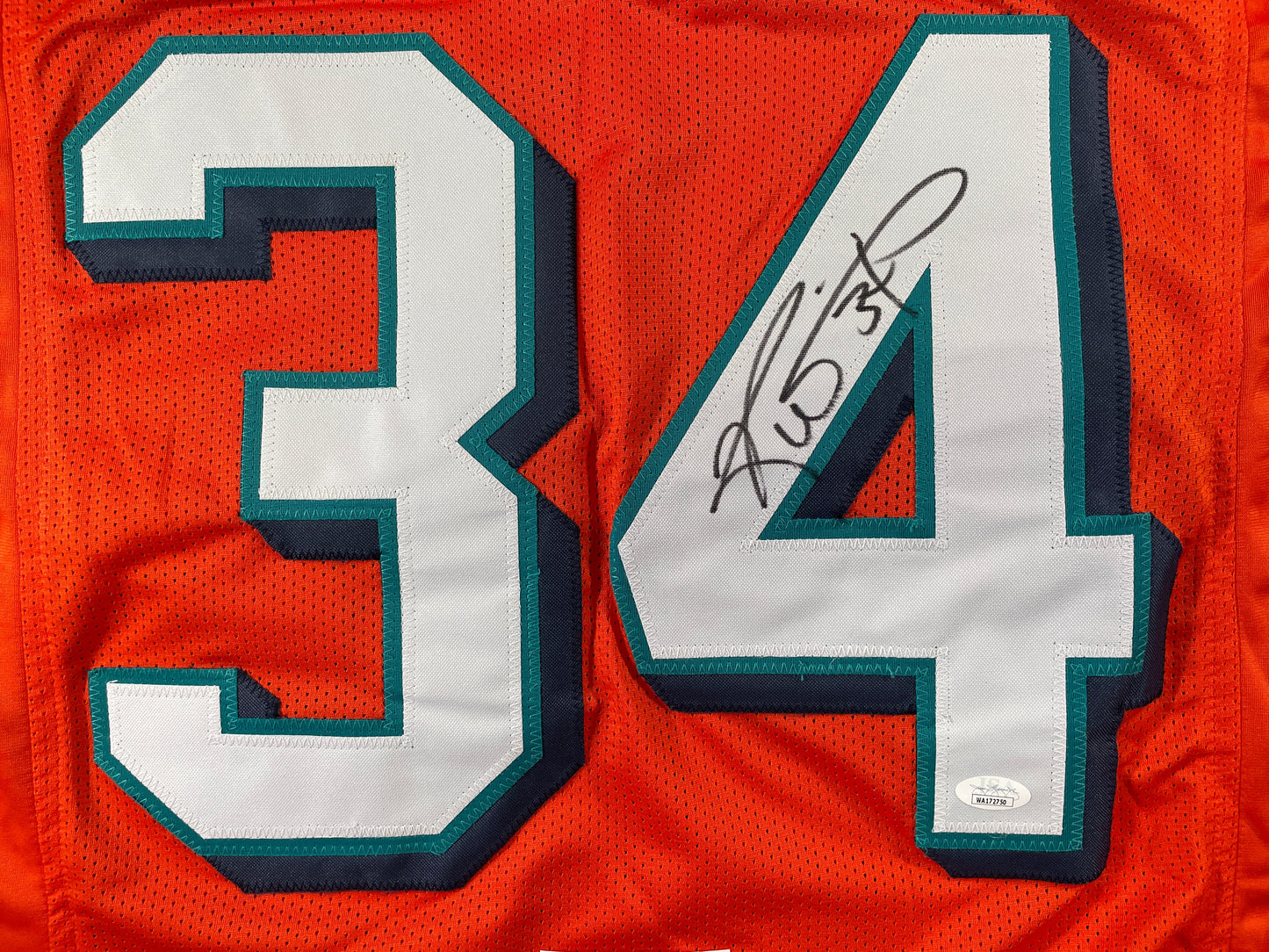 RICKY WILLIAMS ORANGE MIAMI DOLPHIN SIGNED JERSEY JSA