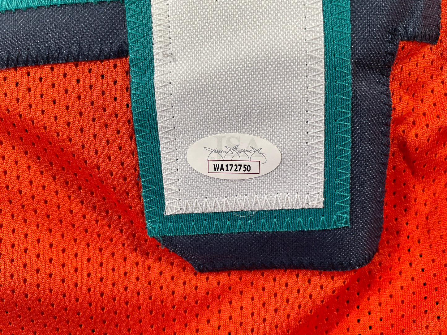 RICKY WILLIAMS ORANGE MIAMI DOLPHIN SIGNED JERSEY JSA