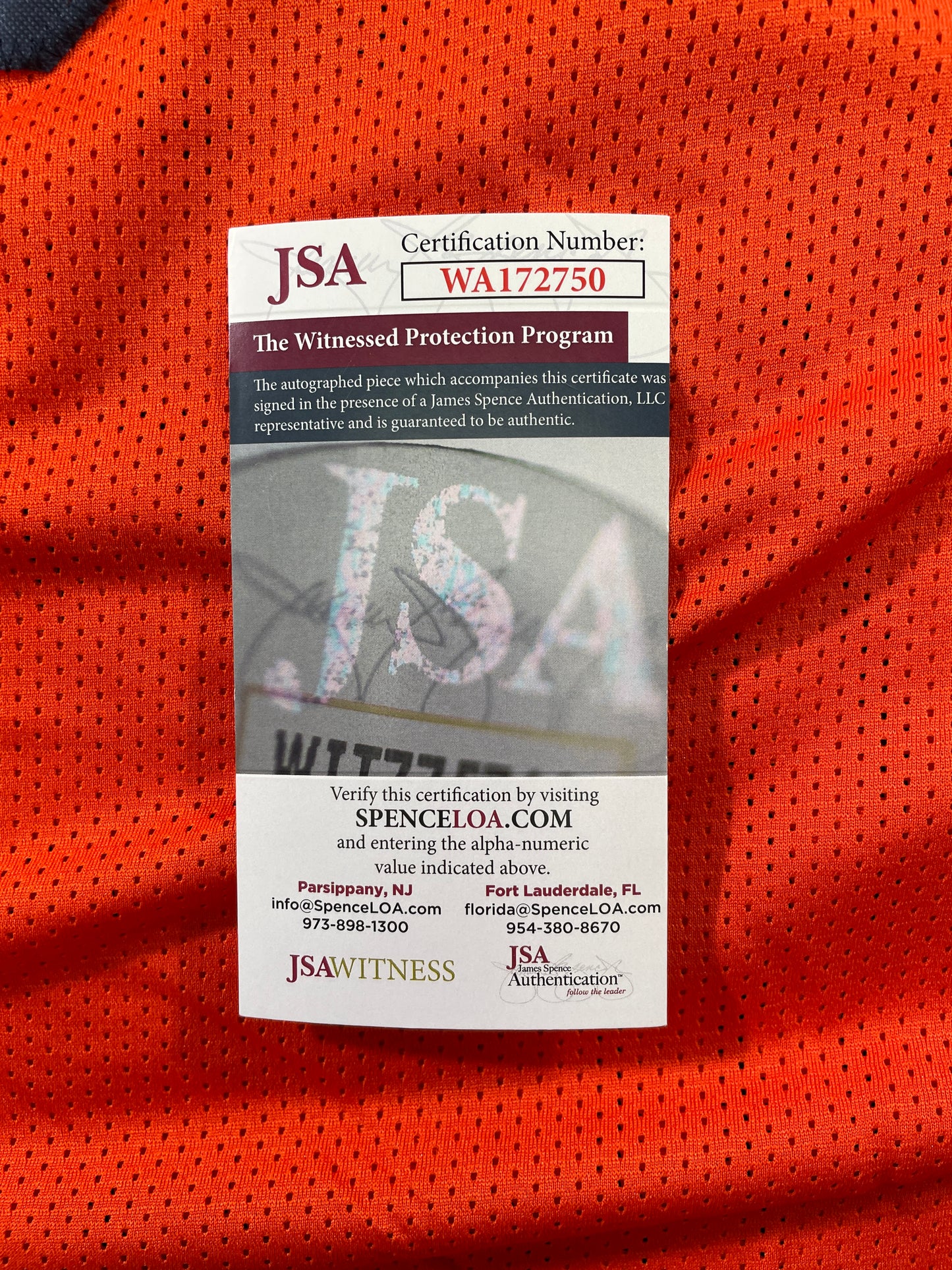 RICKY WILLIAMS ORANGE MIAMI DOLPHIN SIGNED JERSEY JSA