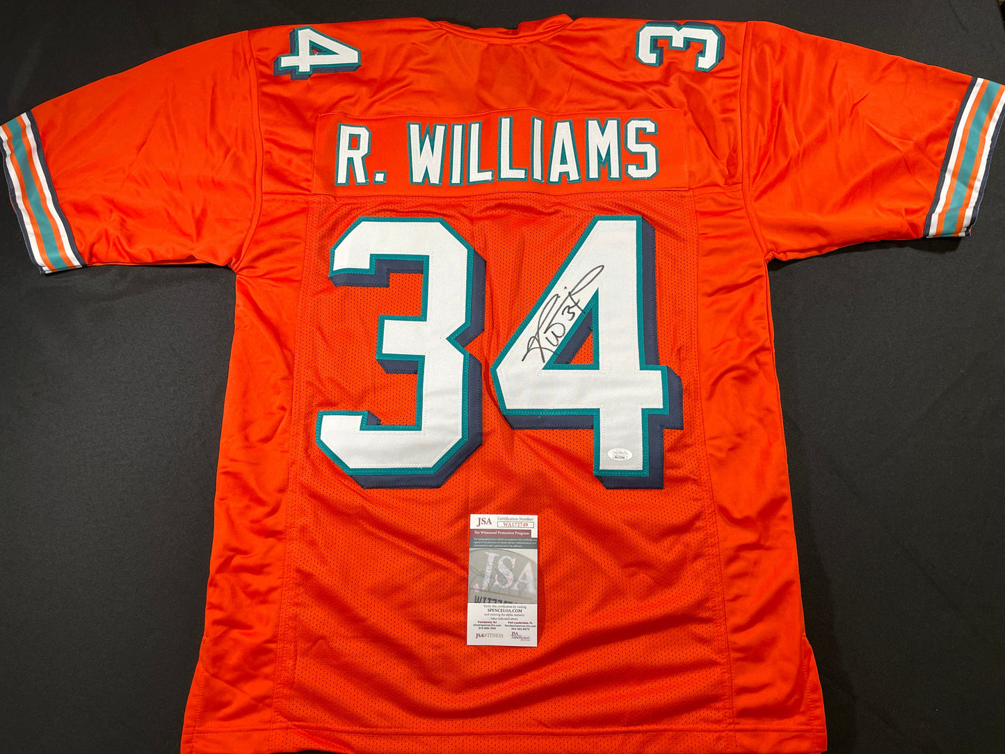 RICKY WILLIAMS ORANGE MIAMI DOLPHIN SIGNED JERSEY JSA