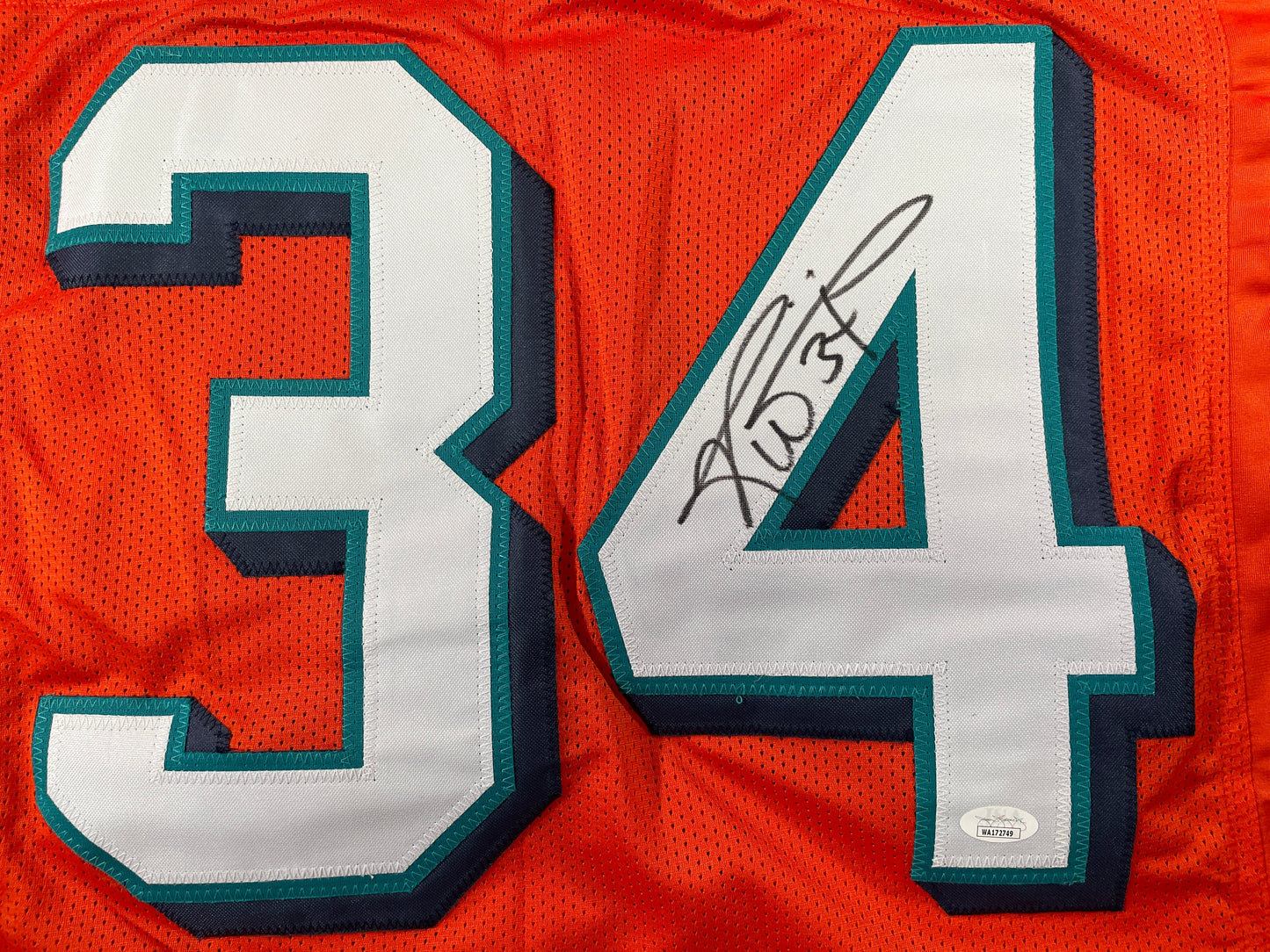RICKY WILLIAMS ORANGE MIAMI DOLPHIN SIGNED JERSEY JSA