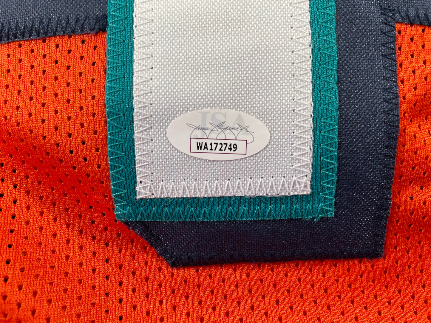 RICKY WILLIAMS ORANGE MIAMI DOLPHIN SIGNED JERSEY JSA