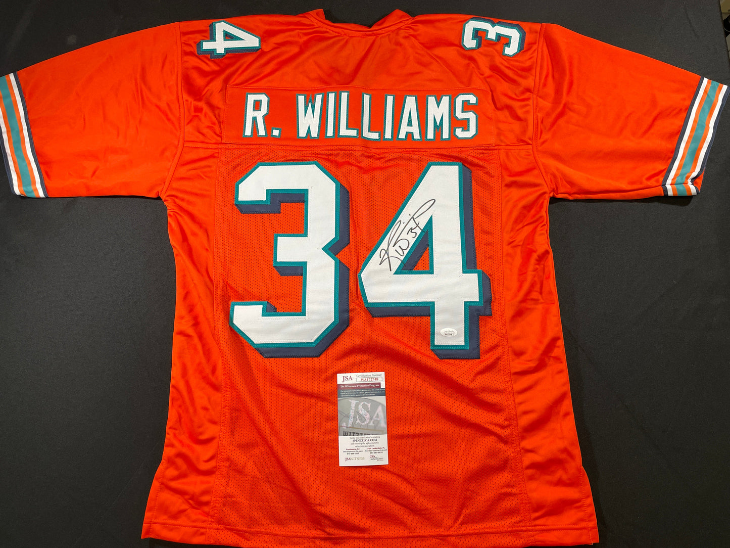 RICKY WILLIAMS ORANGE MIAMI DOLPHIN SIGNED JERSEY JSA