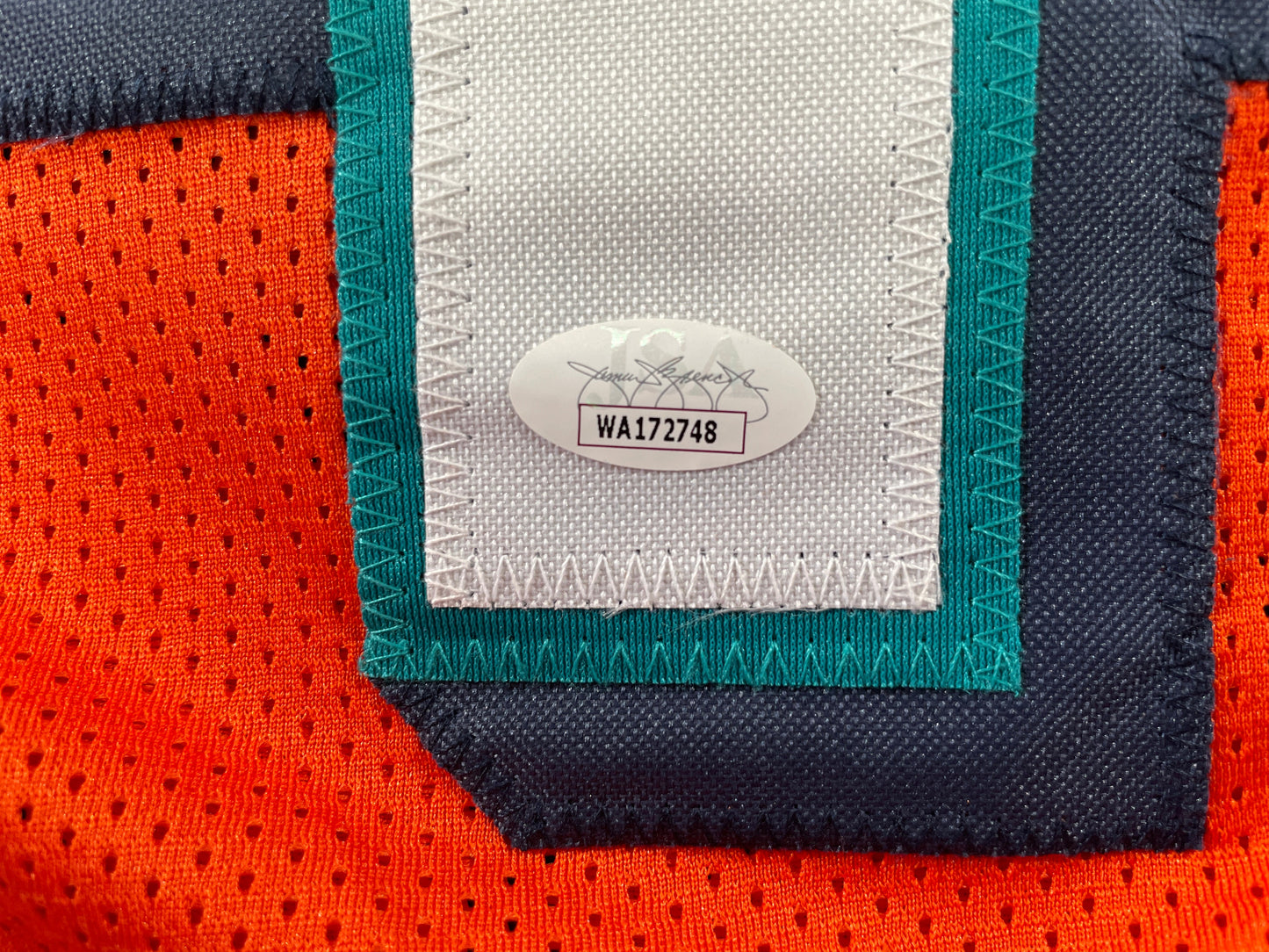 RICKY WILLIAMS ORANGE MIAMI DOLPHIN SIGNED JERSEY JSA