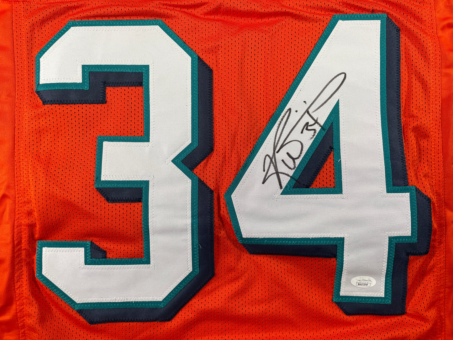 RICKY WILLIAMS ORANGE MIAMI DOLPHIN SIGNED JERSEY JSA