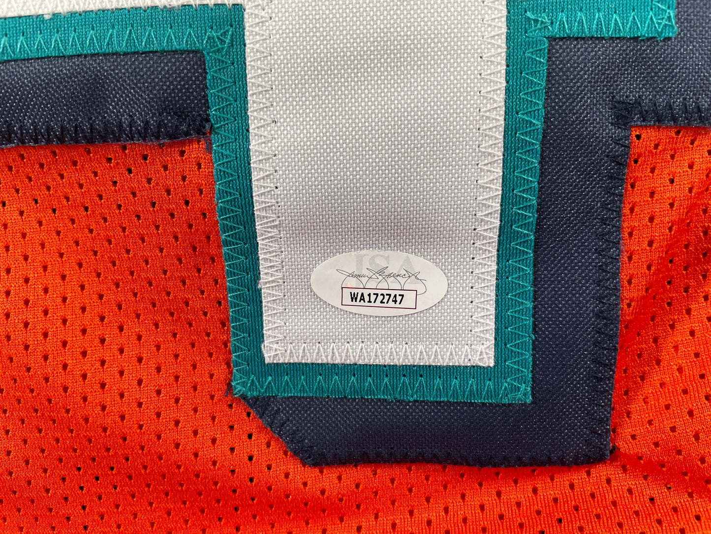 RICKY WILLIAMS ORANGE MIAMI DOLPHIN SIGNED JERSEY JSA